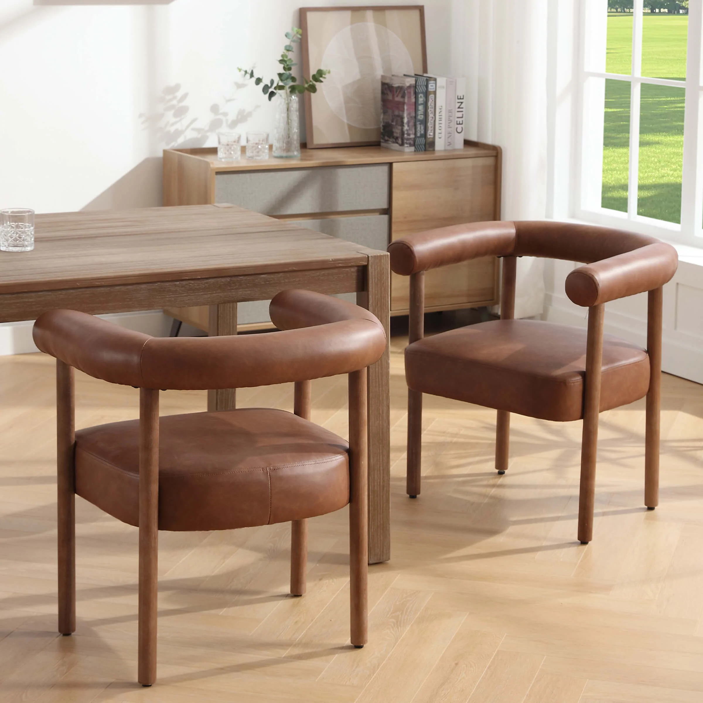 Barrel Open Back Upholstered Dining Chairs Set of 2 - 1930DC - Image 15