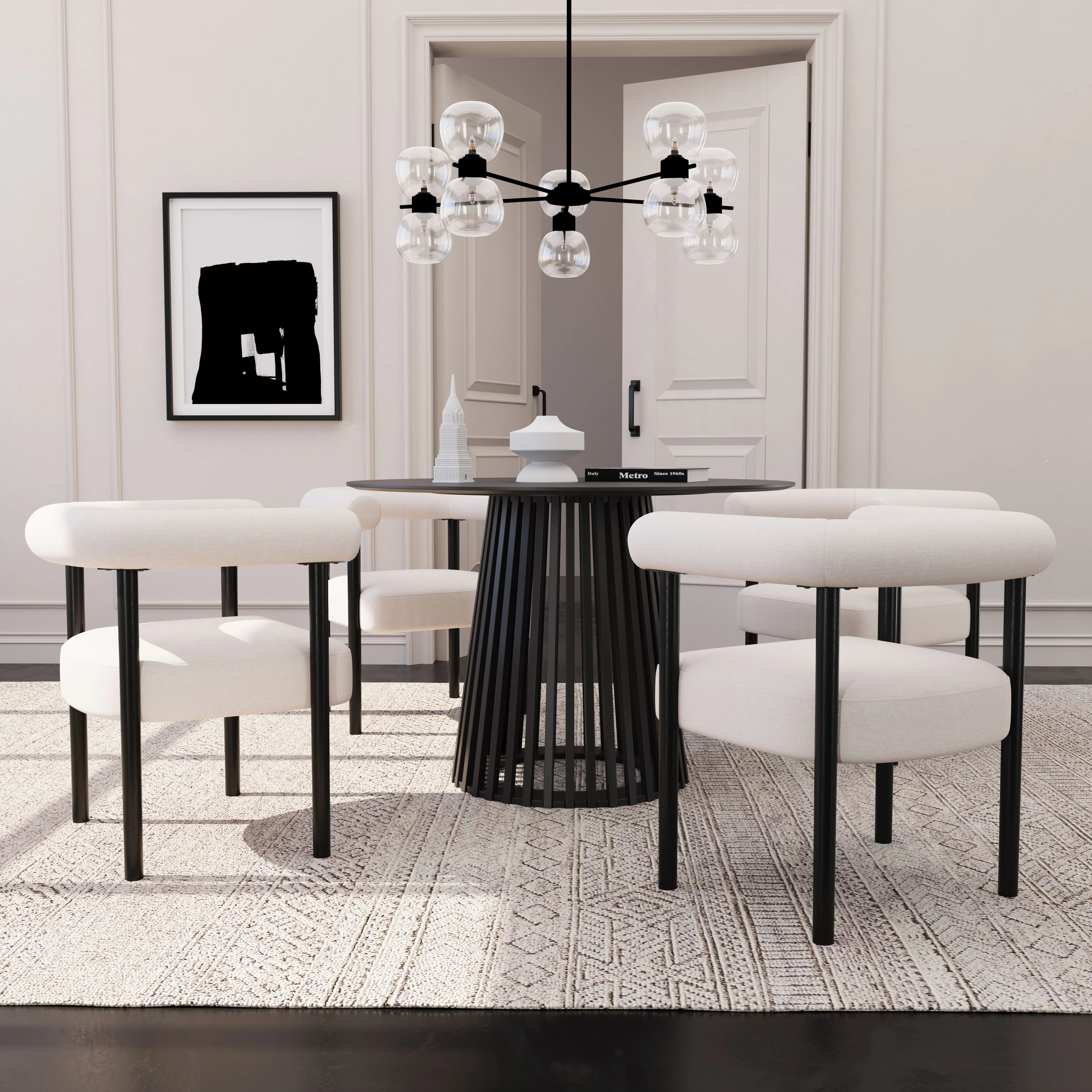 Barrel Open Back Upholstered Dining Chairs Set of 2 - 1930DC - Image 2