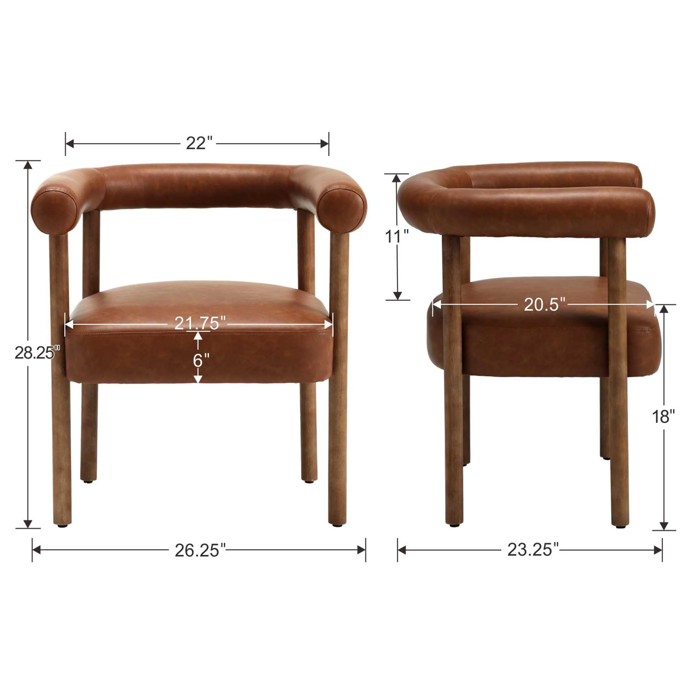 Barrel Open Back Upholstered Dining Chairs Set of 2 - 1930DC - Image 21