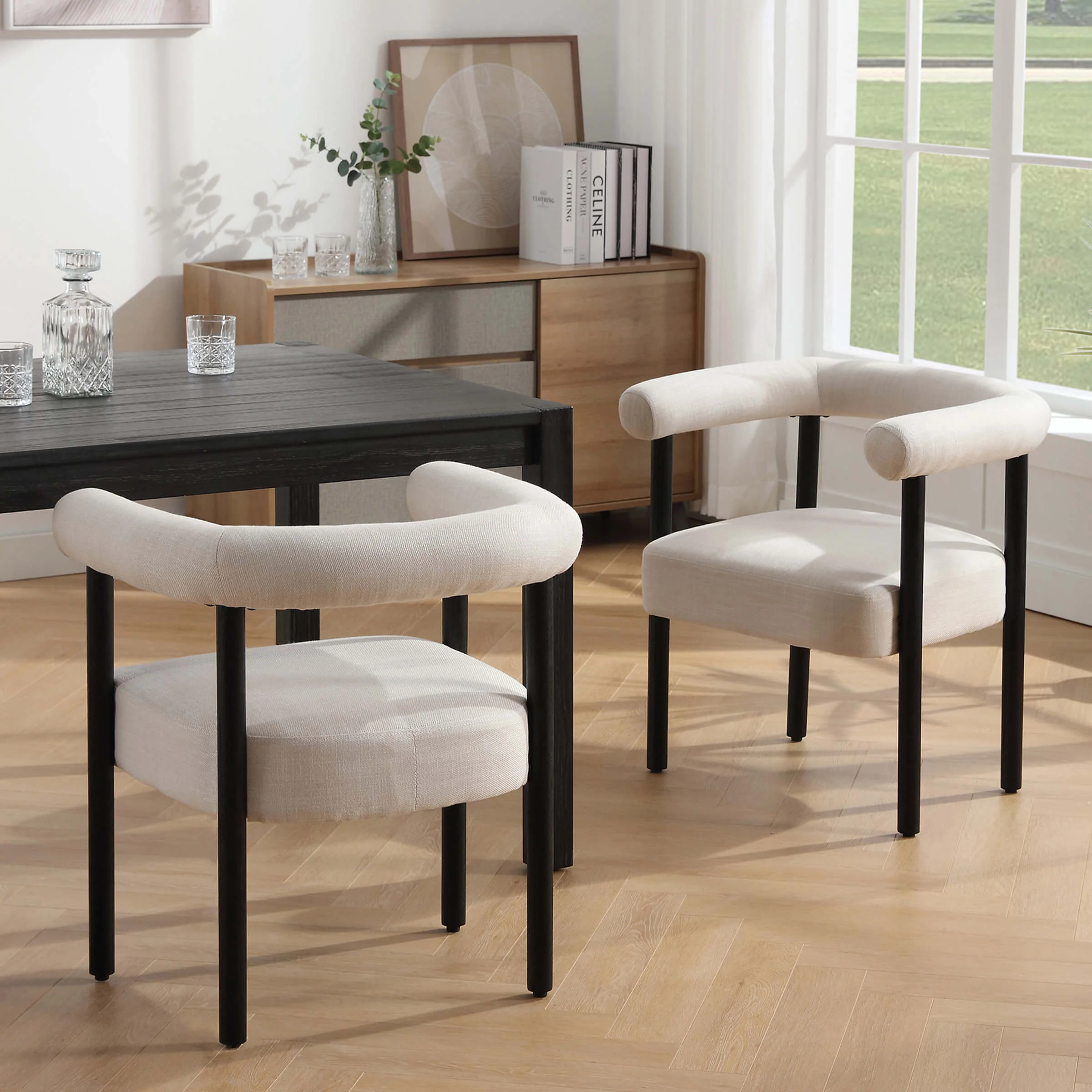 Barrel Open Back Upholstered Dining Chairs Set of 2 - 1930DC - Image 3