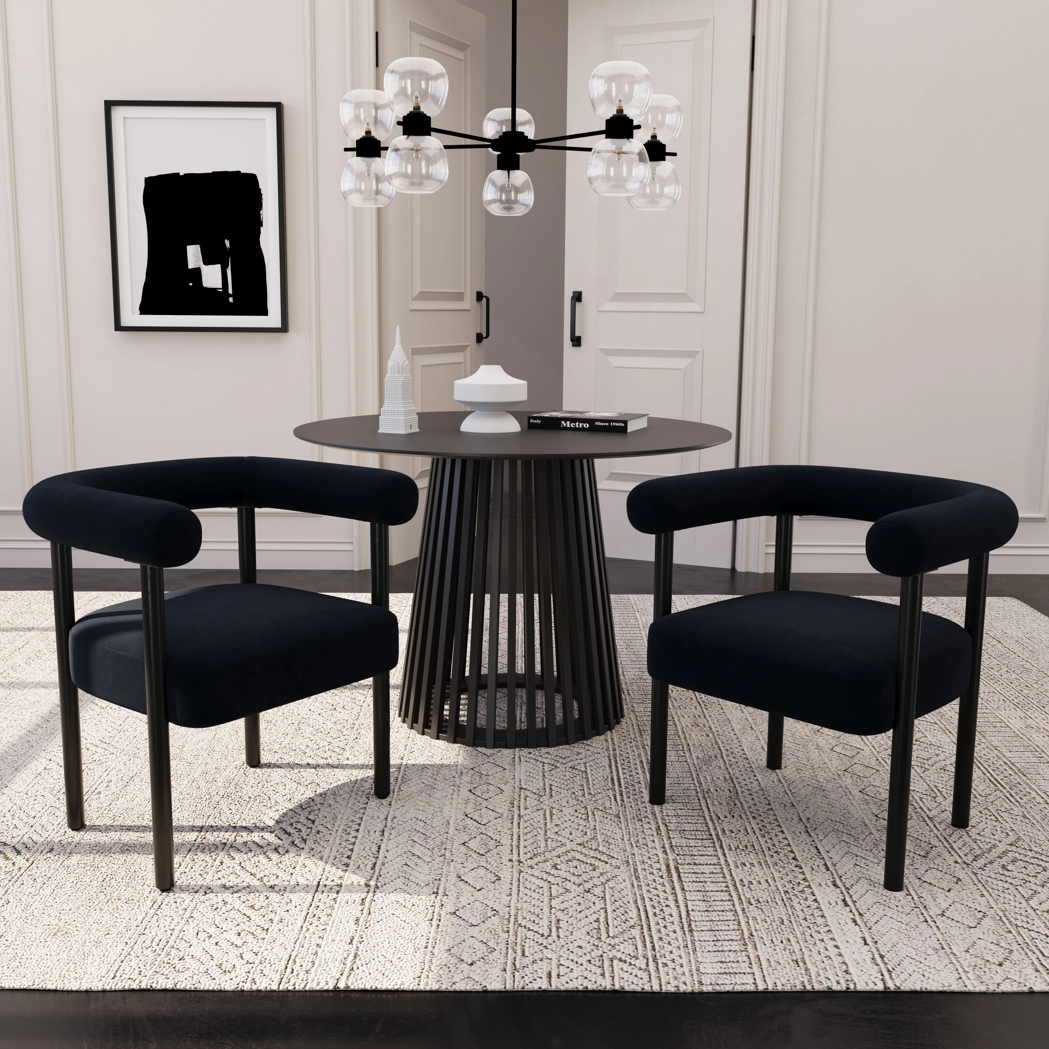 Barrel Open Back Upholstered Dining Chairs Set of 2 - 1930DC - Image 8