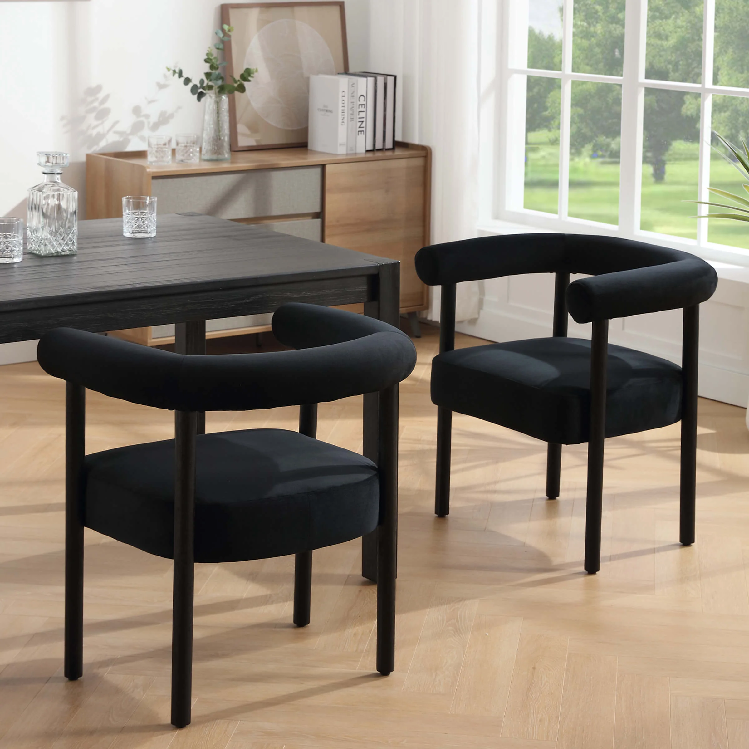 Barrel Open Back Upholstered Dining Chairs Set of 2 - 1930DC - Image 9