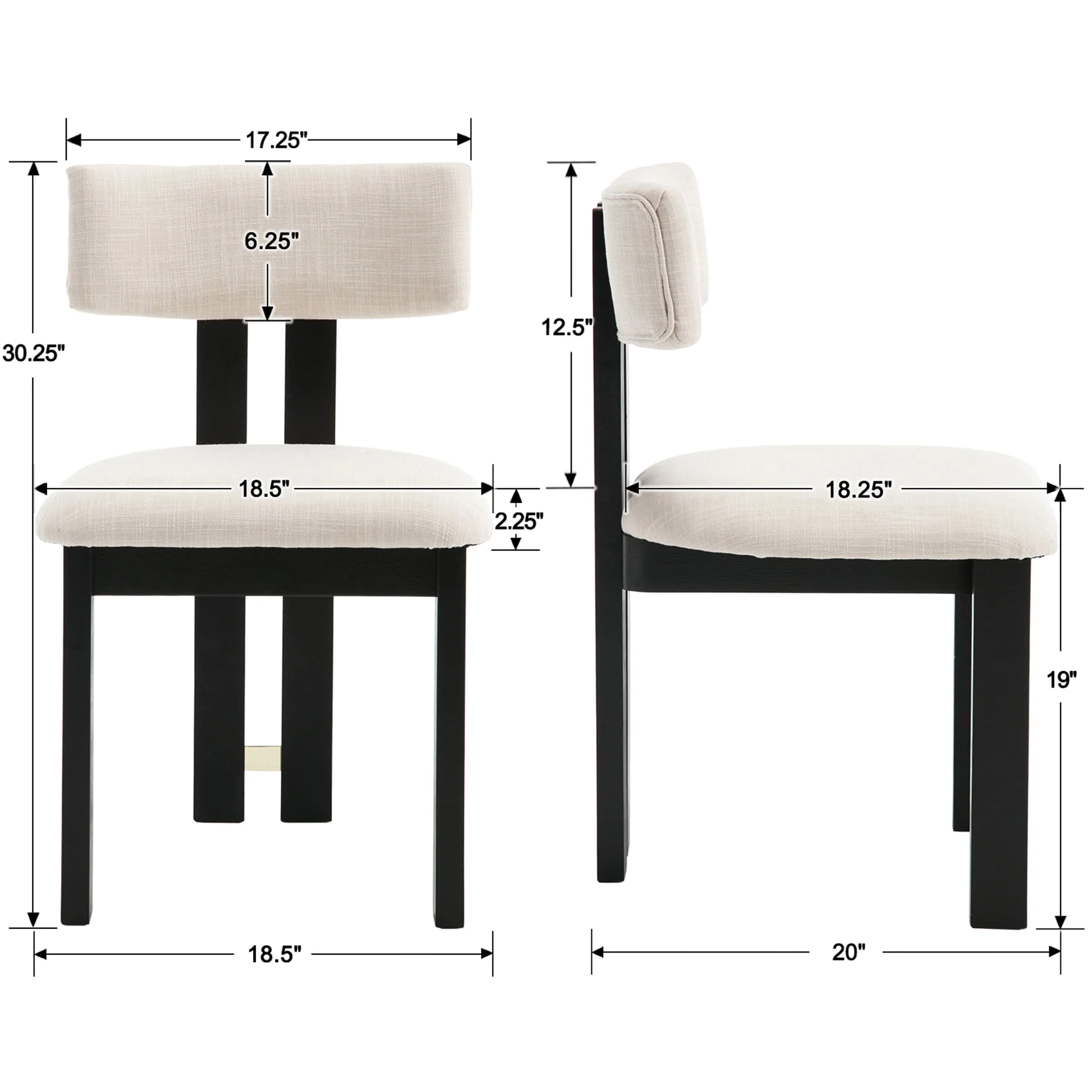 Curve Open Back Dining Chairs Set of 2 - 1936DC - Image 7