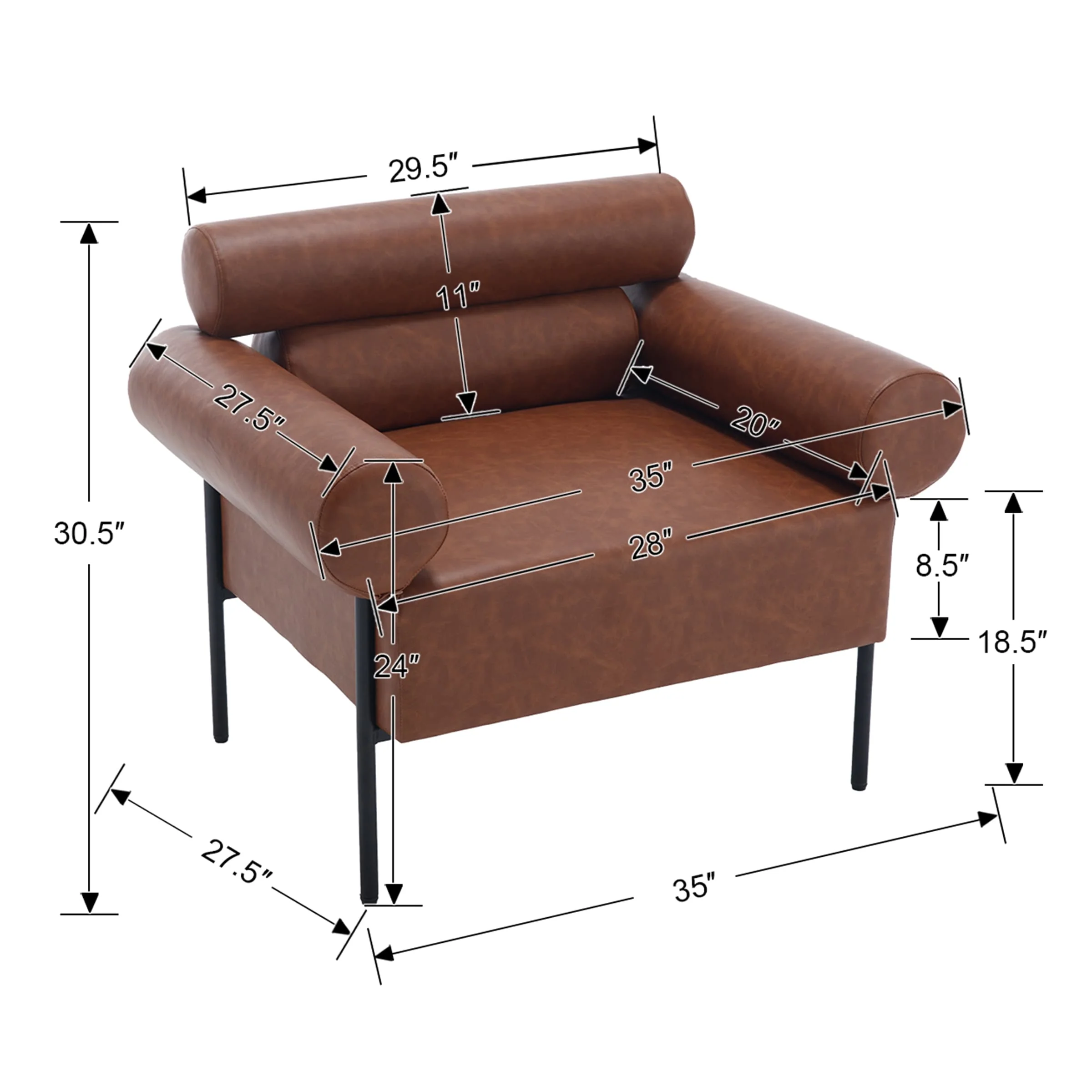 Leather Oversized Accent Chair 1 PCS - 10079AC - Image 8