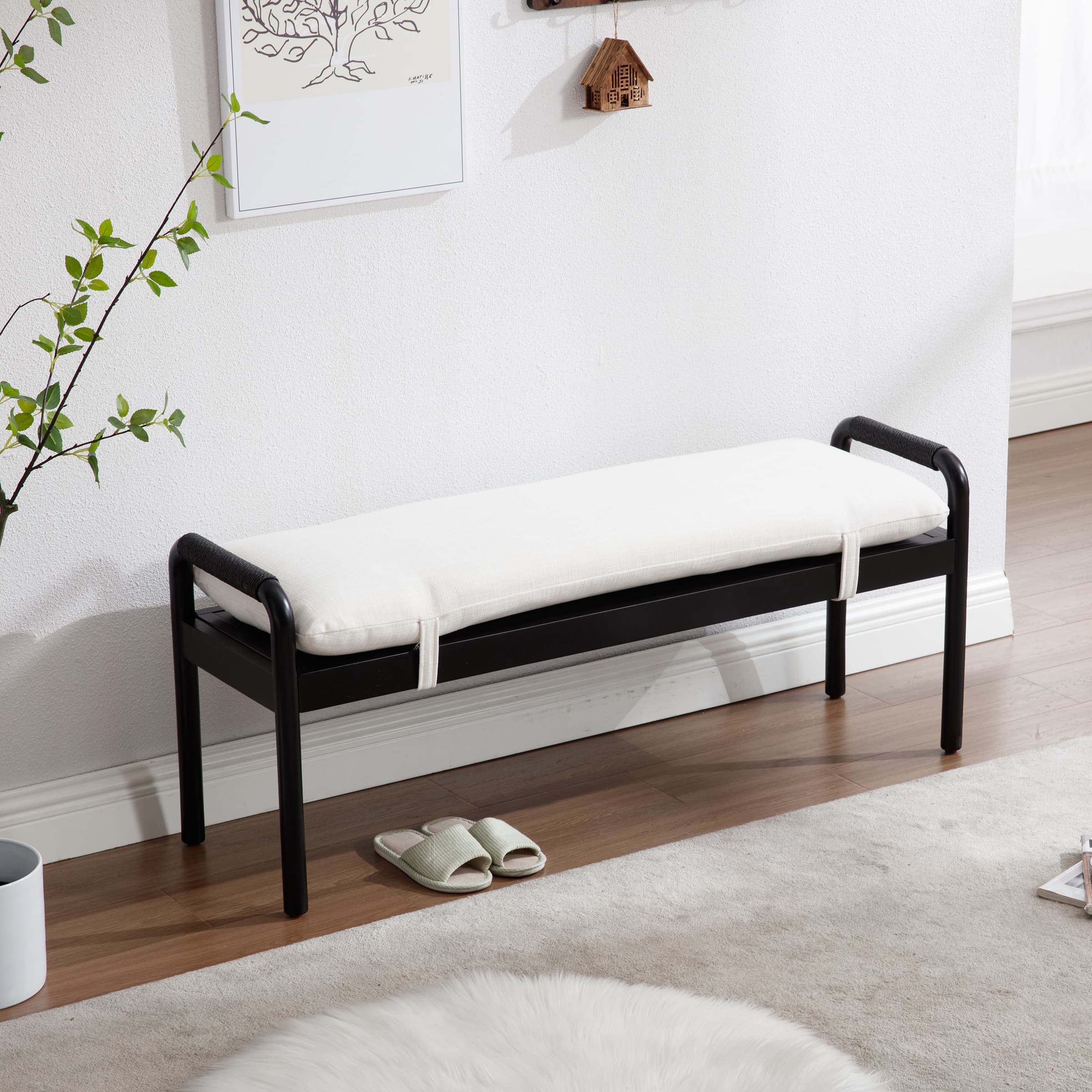 Linen Upholstered Entryway Bench - XX08BH - Image 10