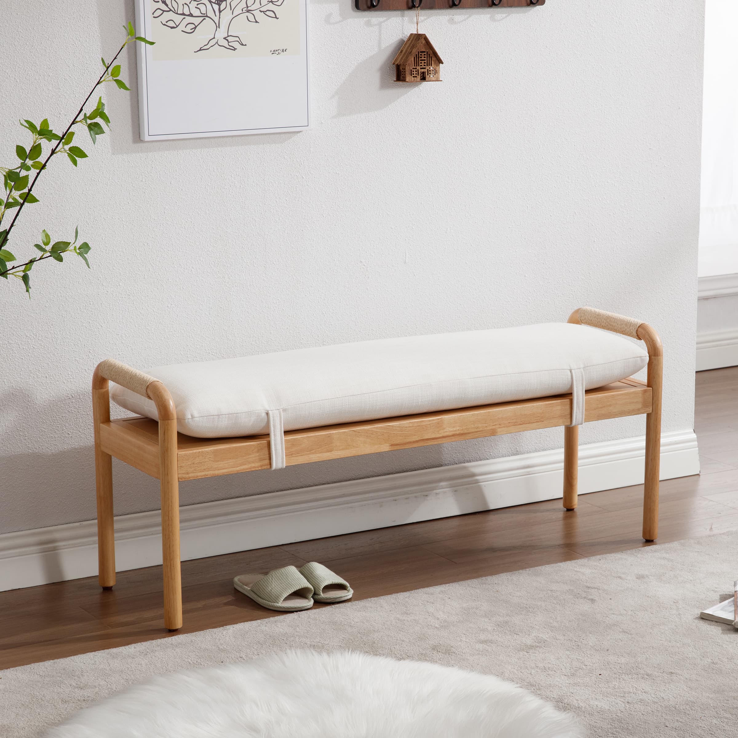 Linen Upholstered Entryway Bench - XX08BH - Image 3