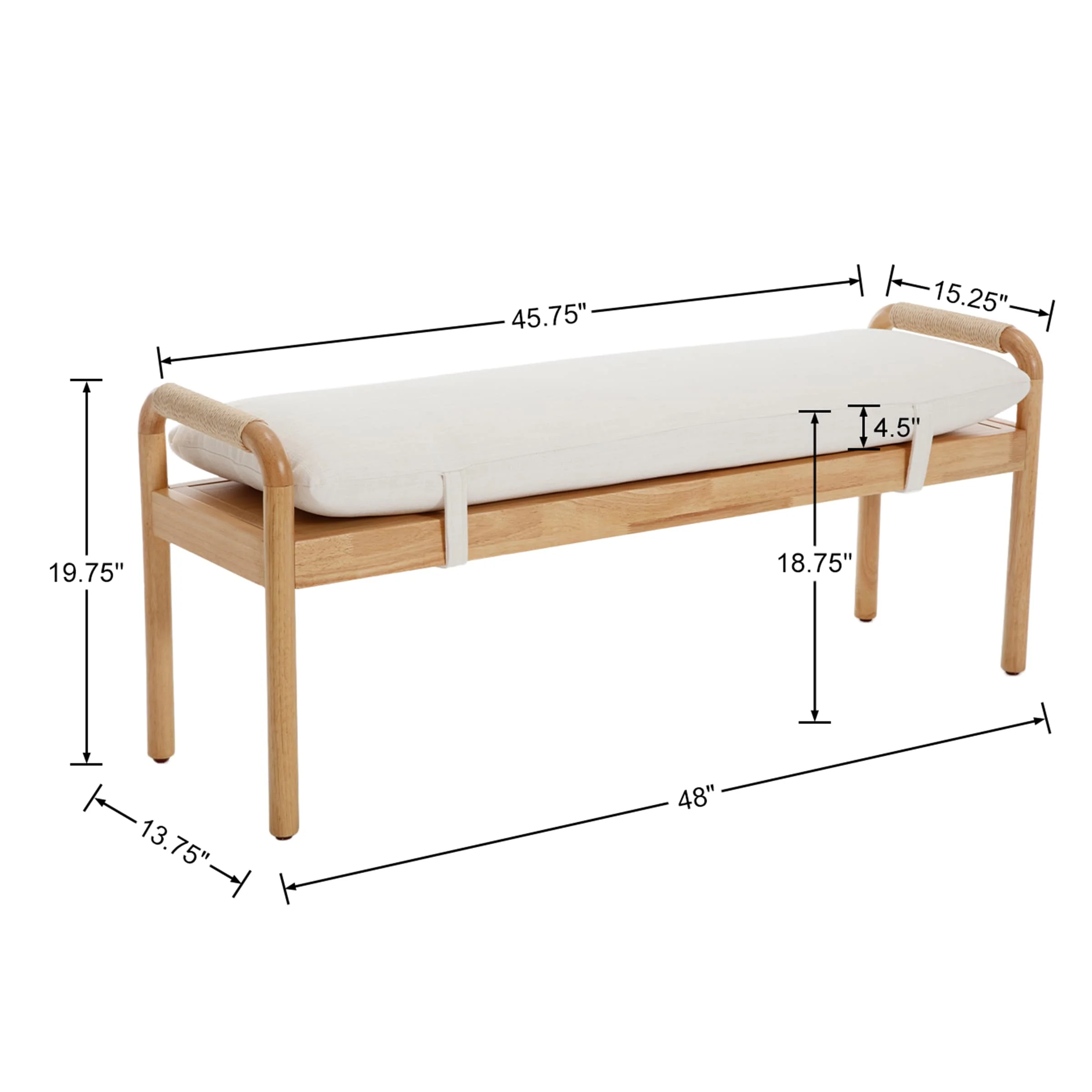 Linen Upholstered Entryway Bench - XX08BH - Image 7