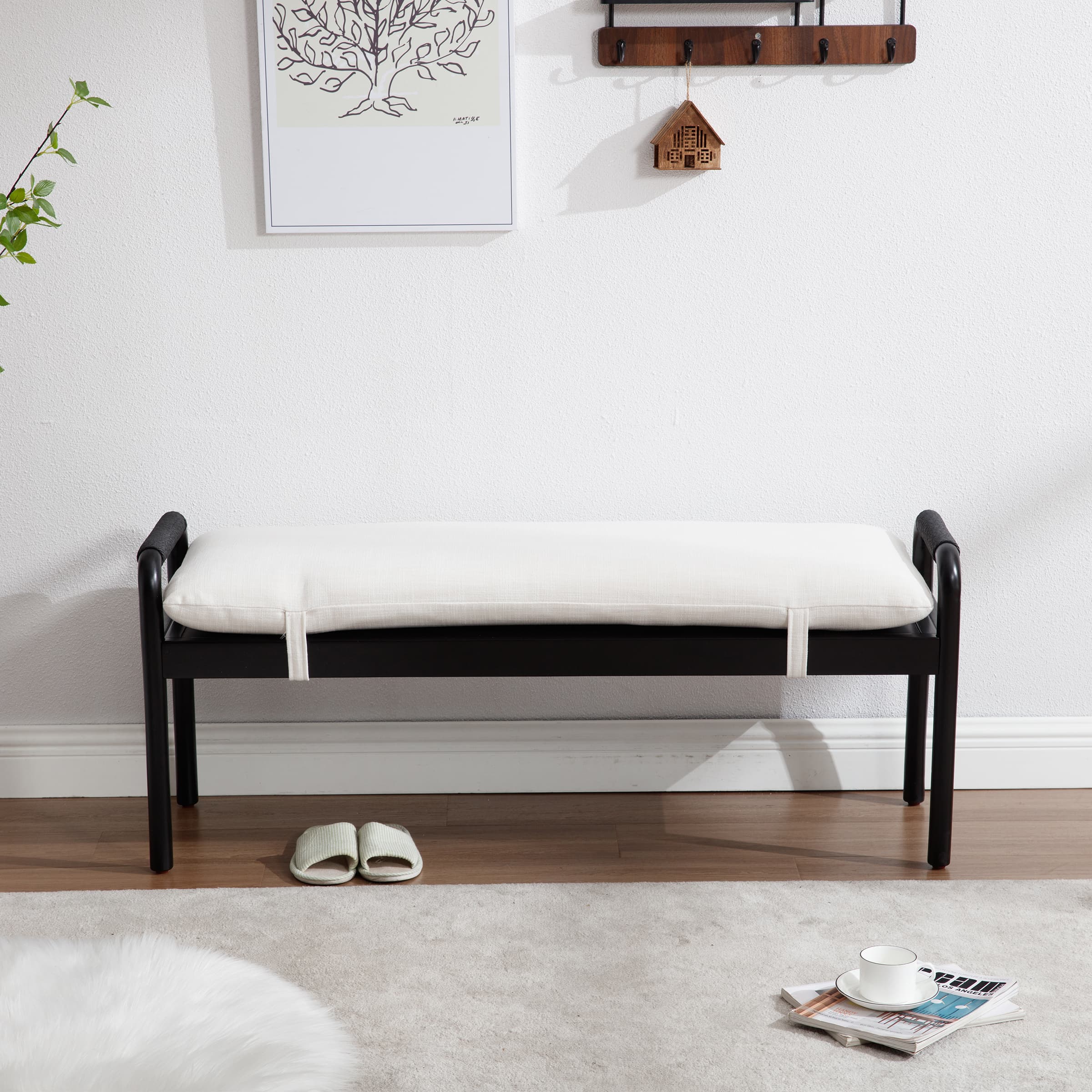 Linen Upholstered Entryway Bench - XX08BH - Image 8