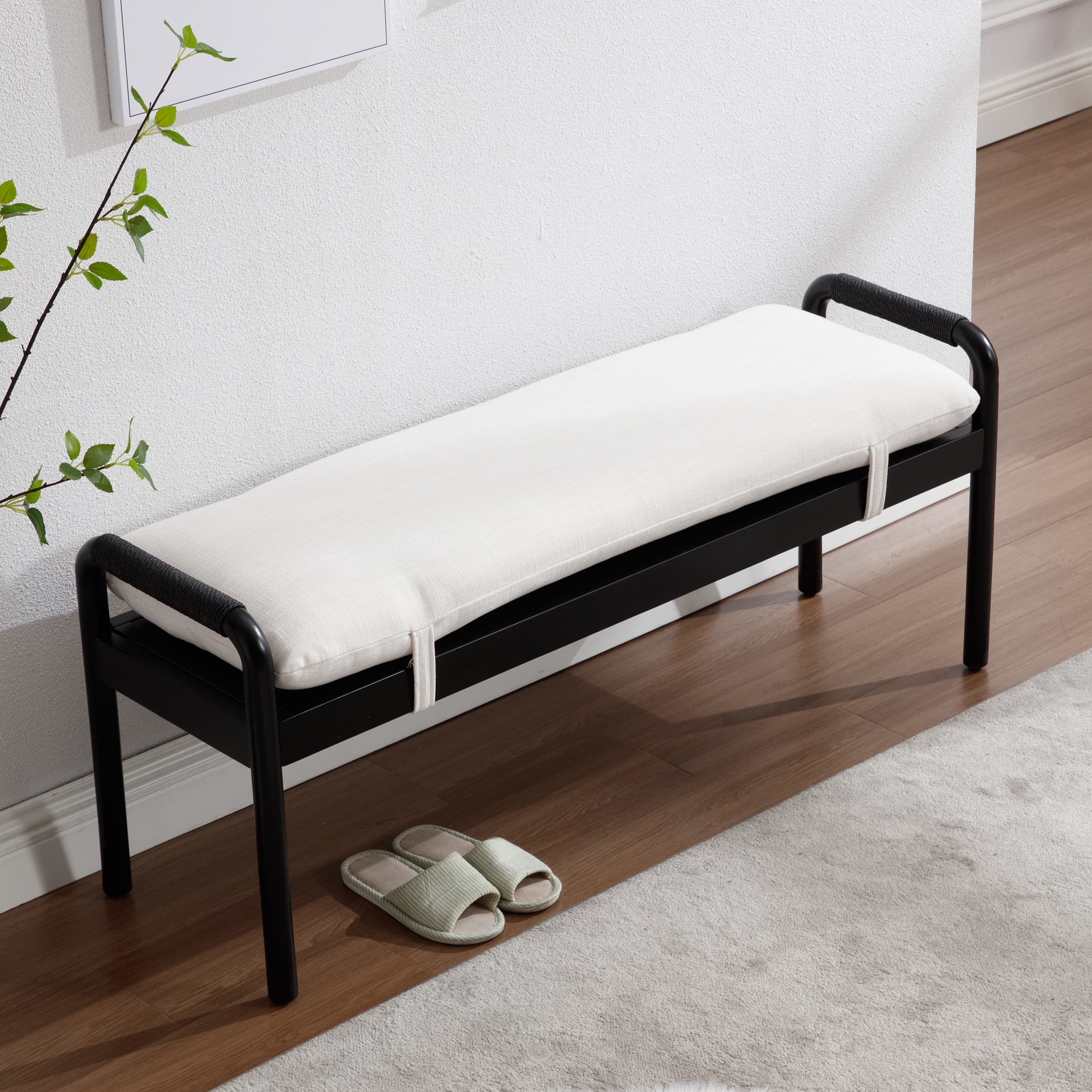 Linen Upholstered Entryway Bench - XX08BH - Image 9