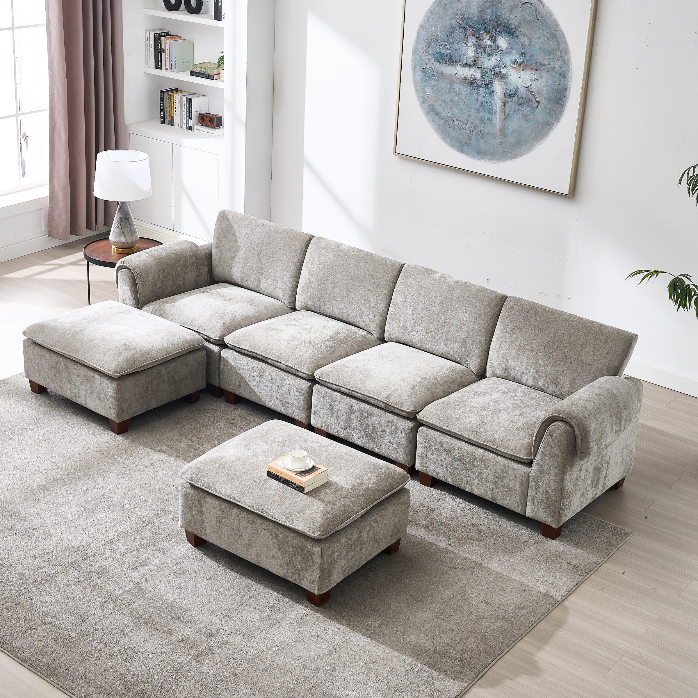 Modern Armrest Chenille Sectional Sofa - 1017SF - Image 10
