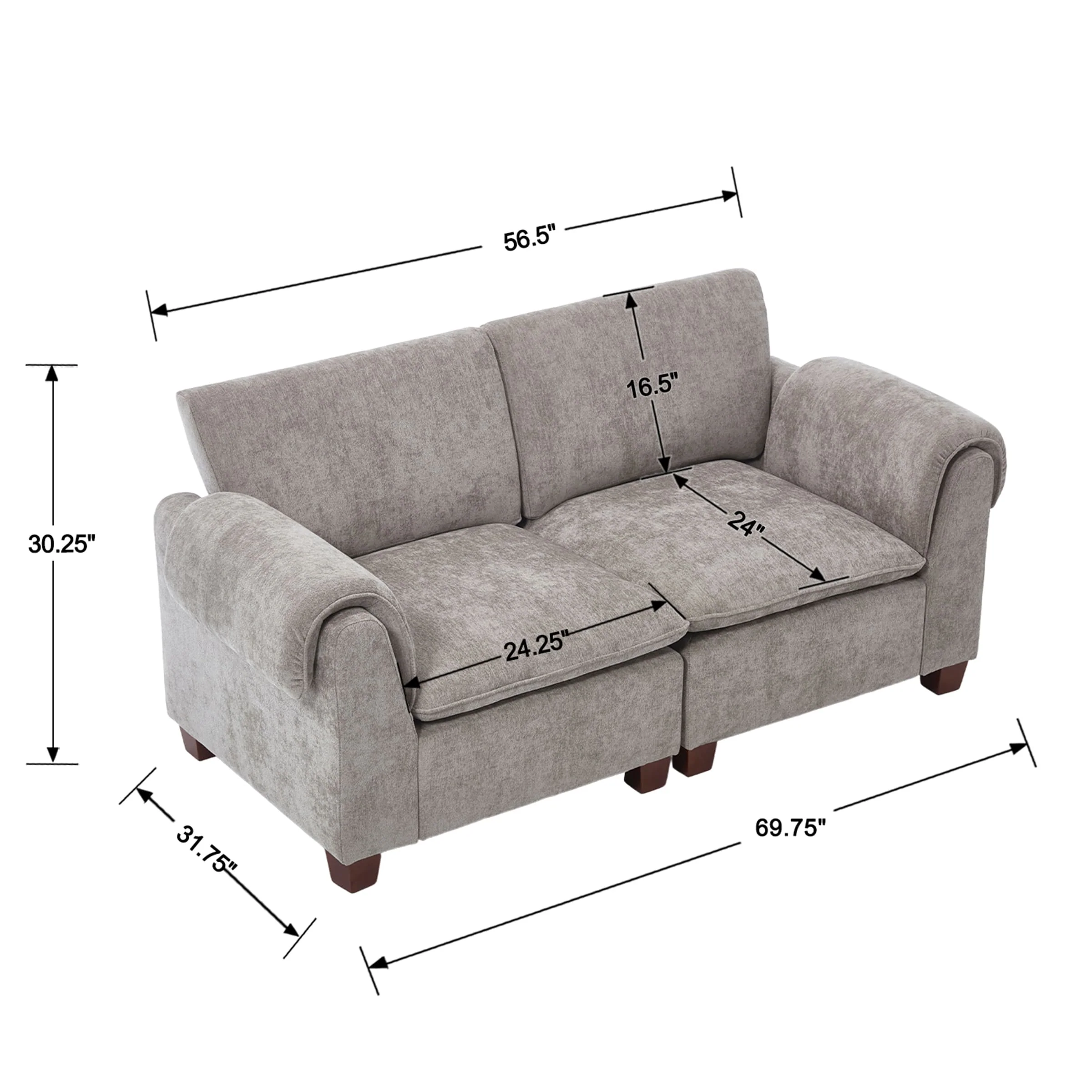 Modern Armrest Chenille Sectional Sofa - 1017SF - Image 16