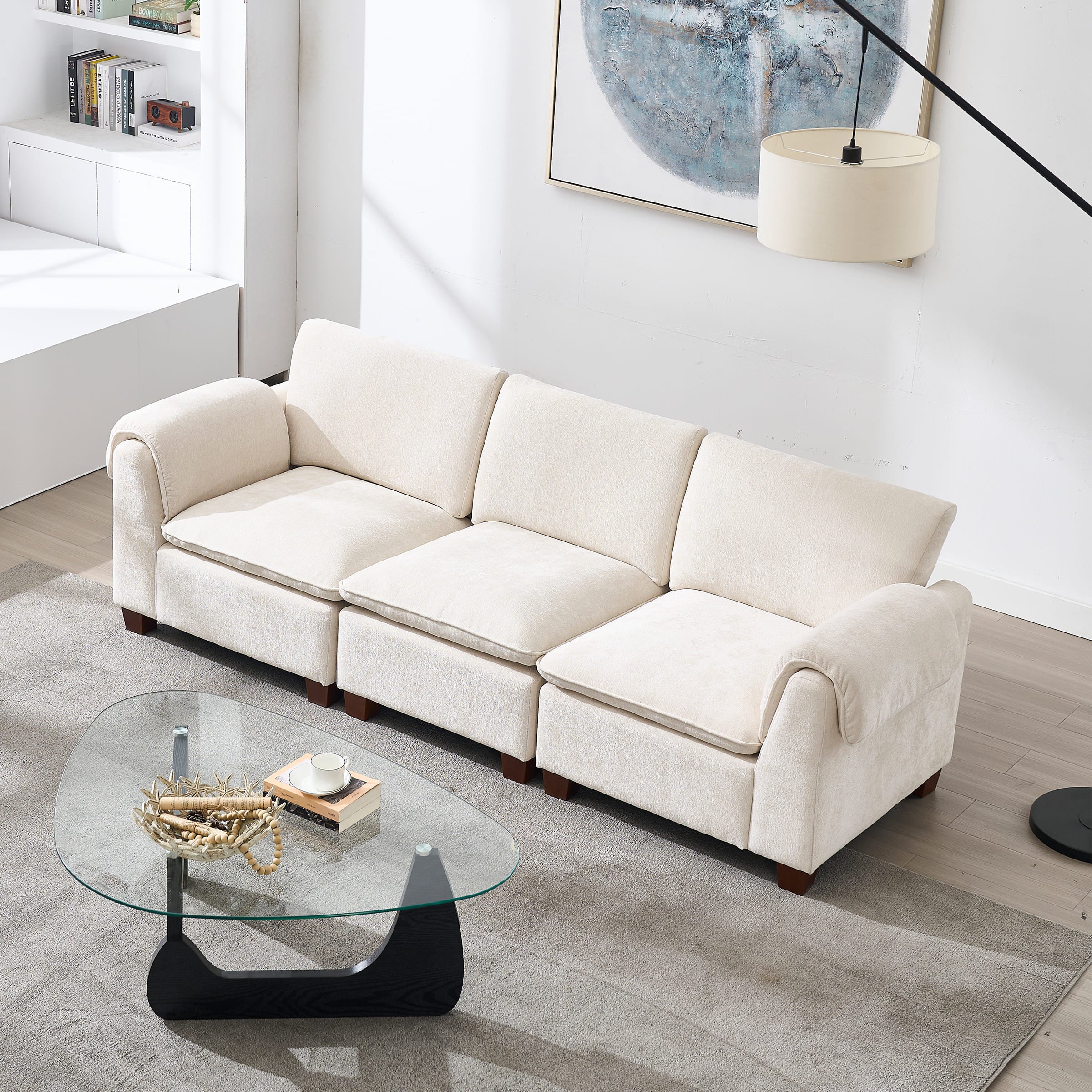Modern Armrest Chenille Sectional Sofa - 1017SF - Image 26