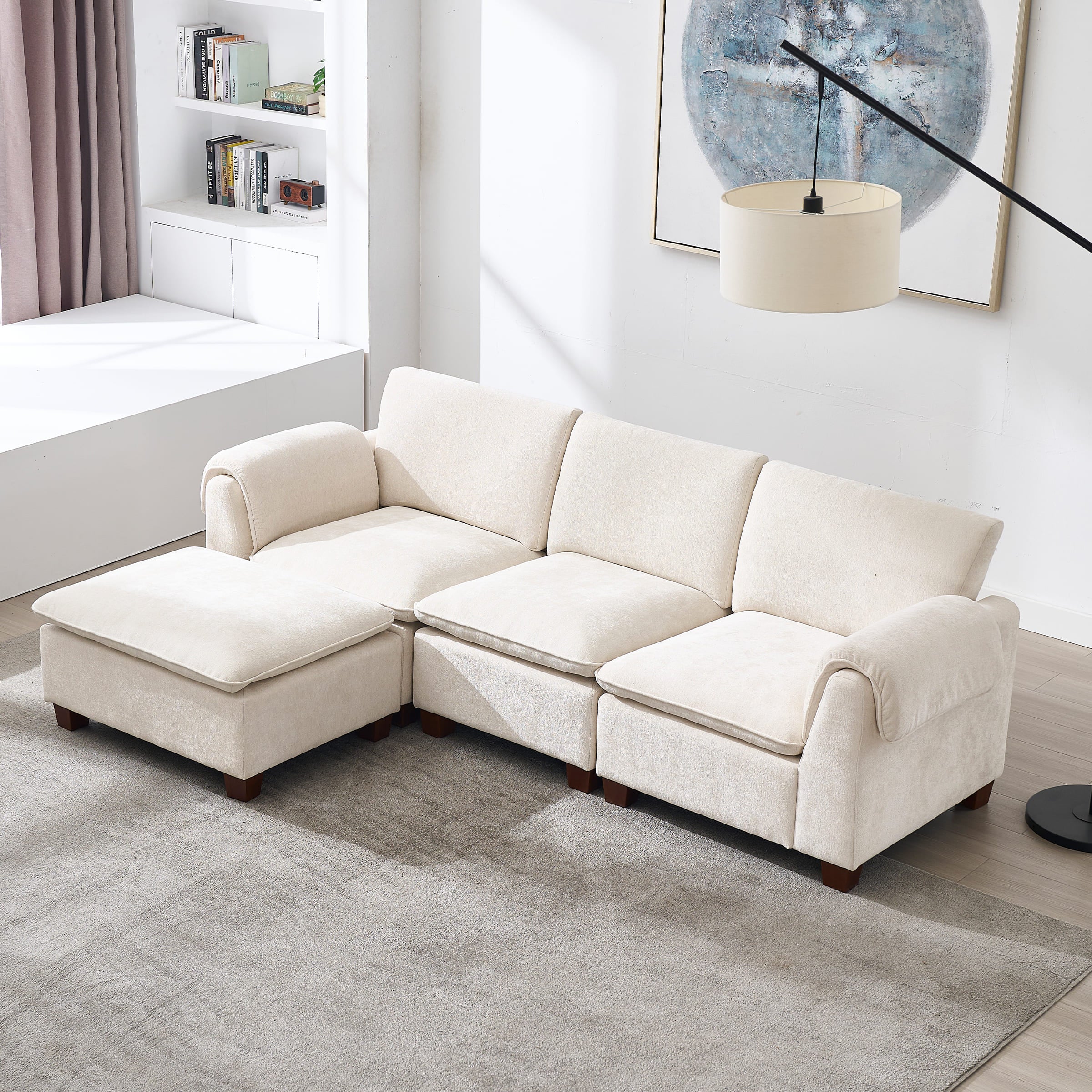 Modern Armrest Chenille Sectional Sofa - 1017SF - Image 27