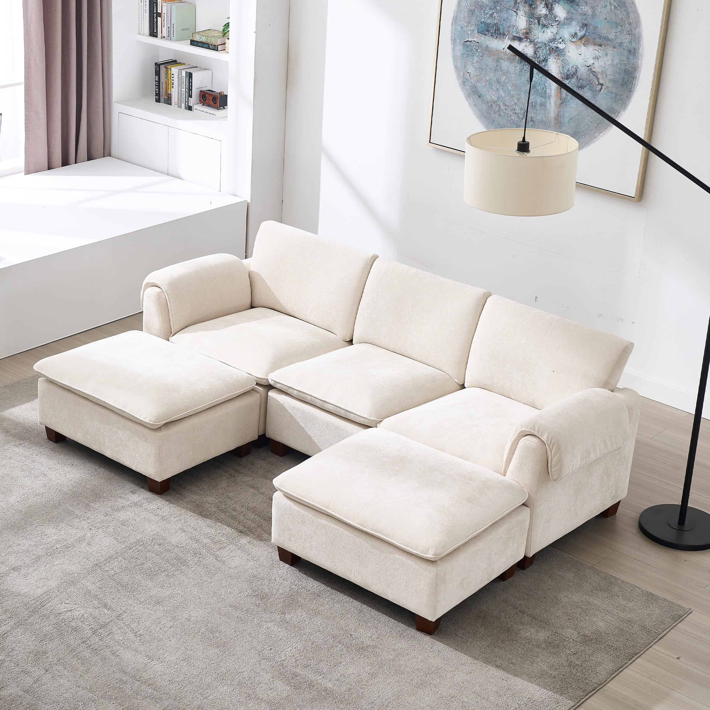 Modern Armrest Chenille Sectional Sofa - 1017SF - Image 28