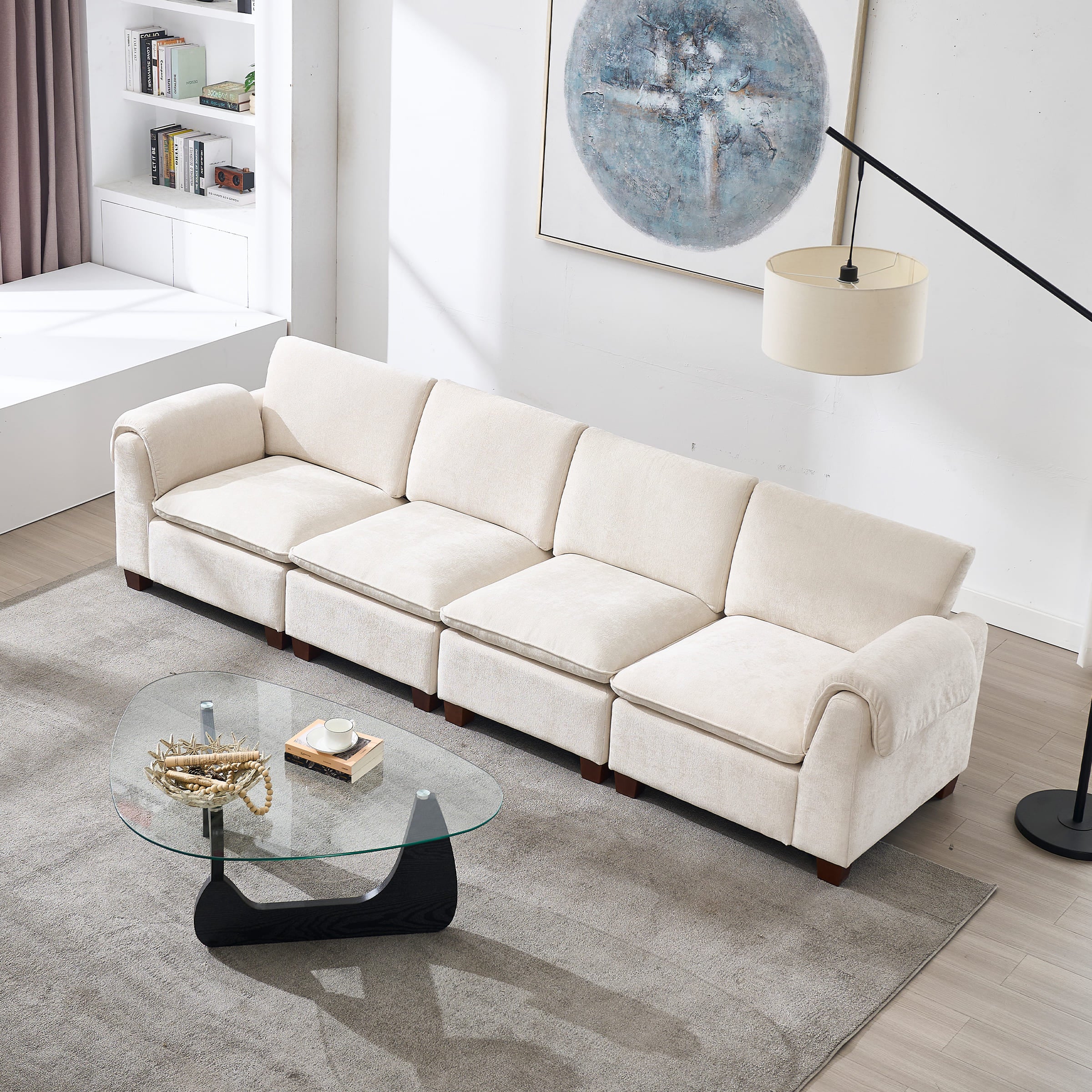 Modern Armrest Chenille Sectional Sofa - 1017SF - Image 29