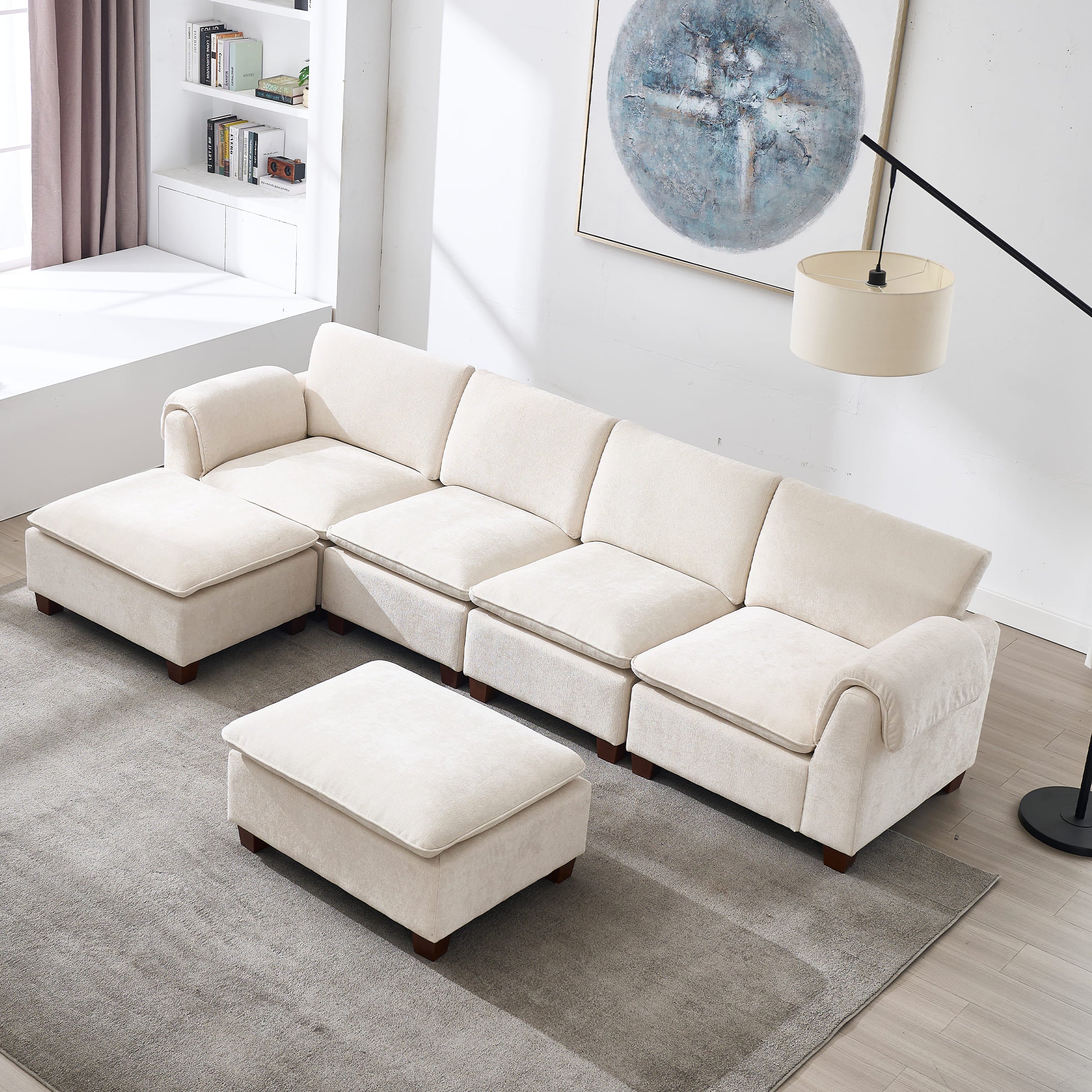 Modern Armrest Chenille Sectional Sofa - 1017SF - Image 31