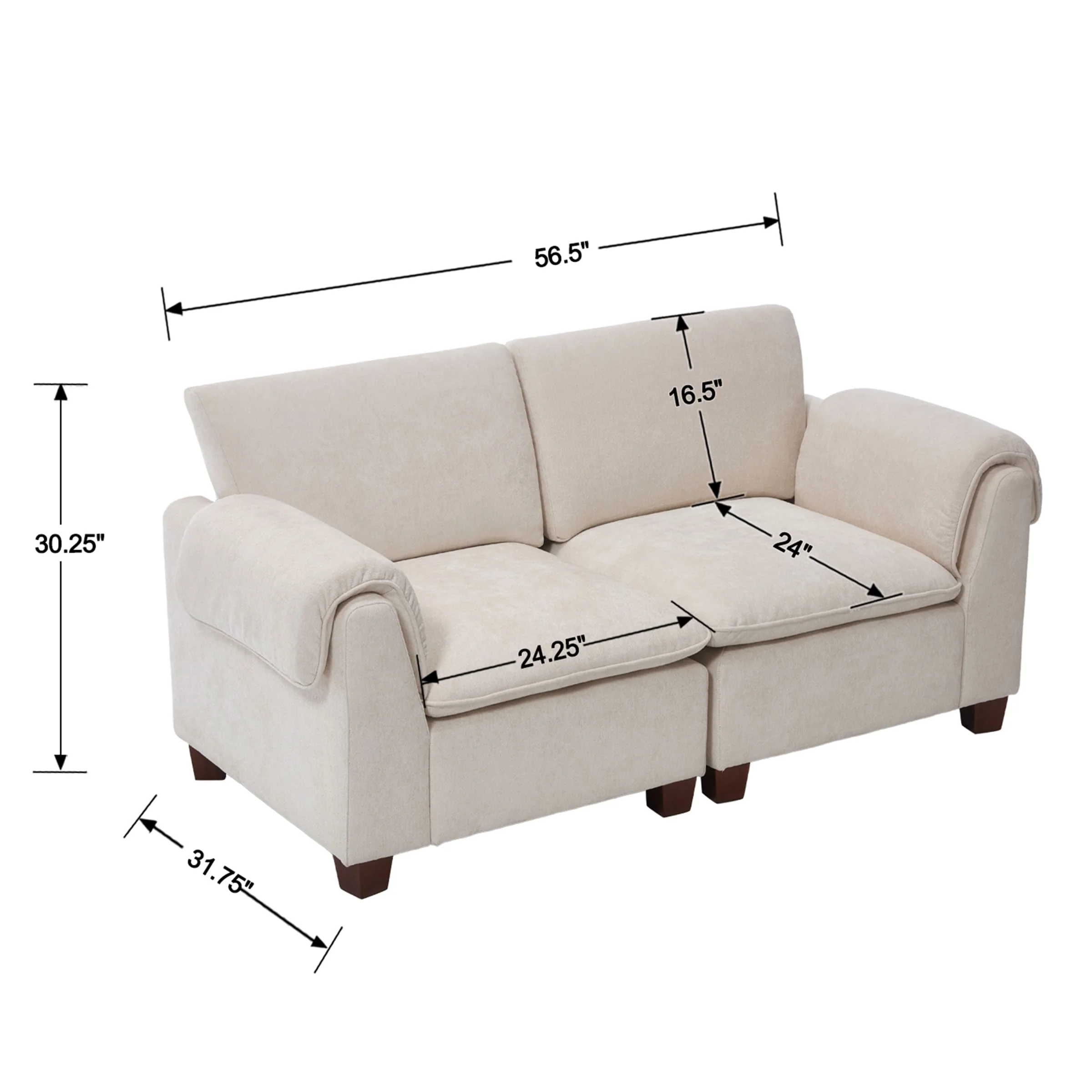 Modern Armrest Chenille Sectional Sofa - 1017SF - Image 37