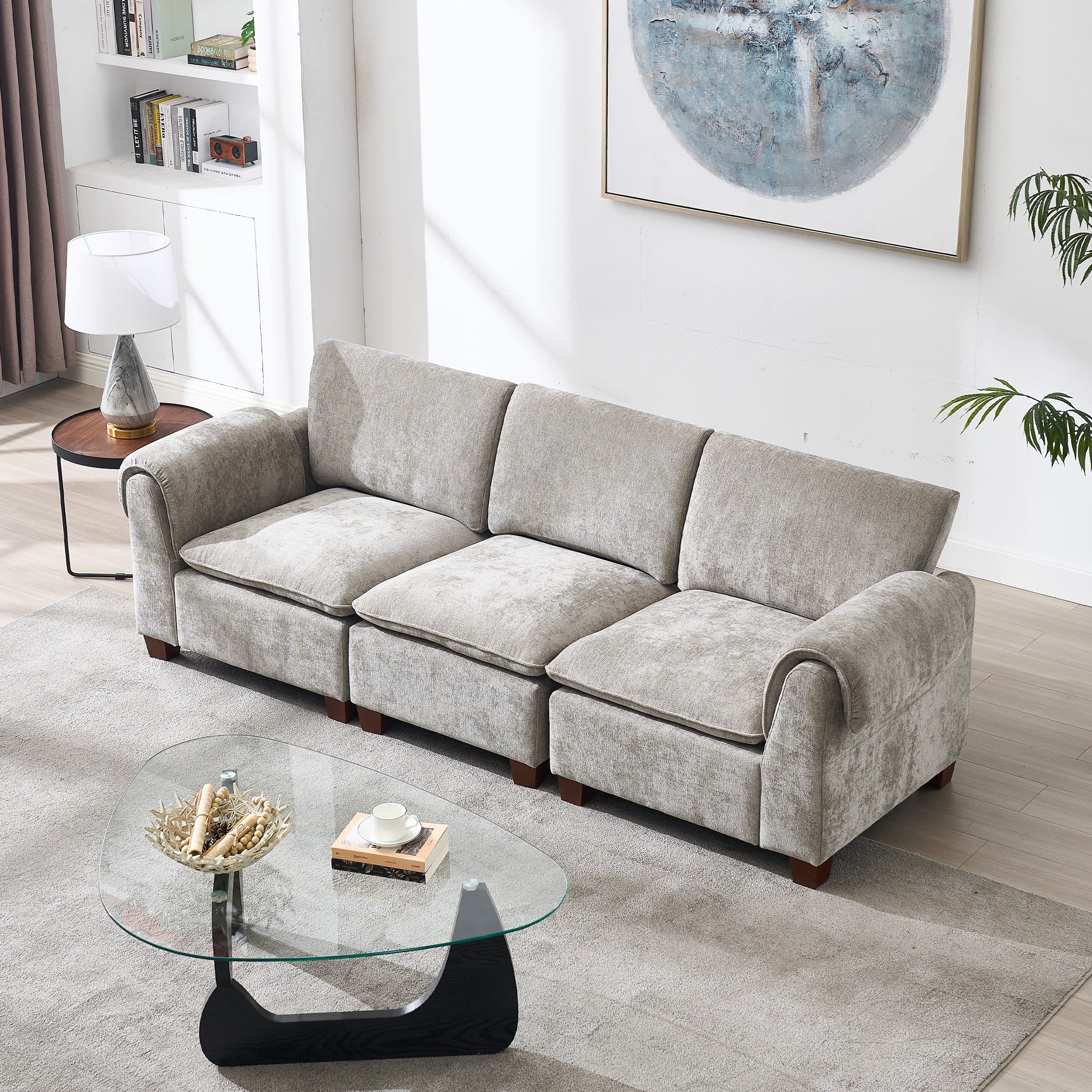 Modern Armrest Chenille Sectional Sofa - 1017SF - Image 4