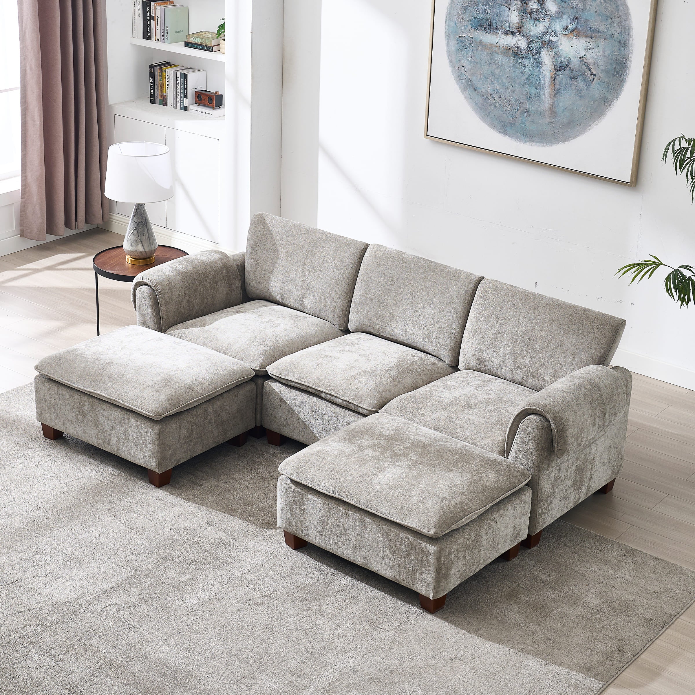 Modern Armrest Chenille Sectional Sofa - 1017SF - Image 6