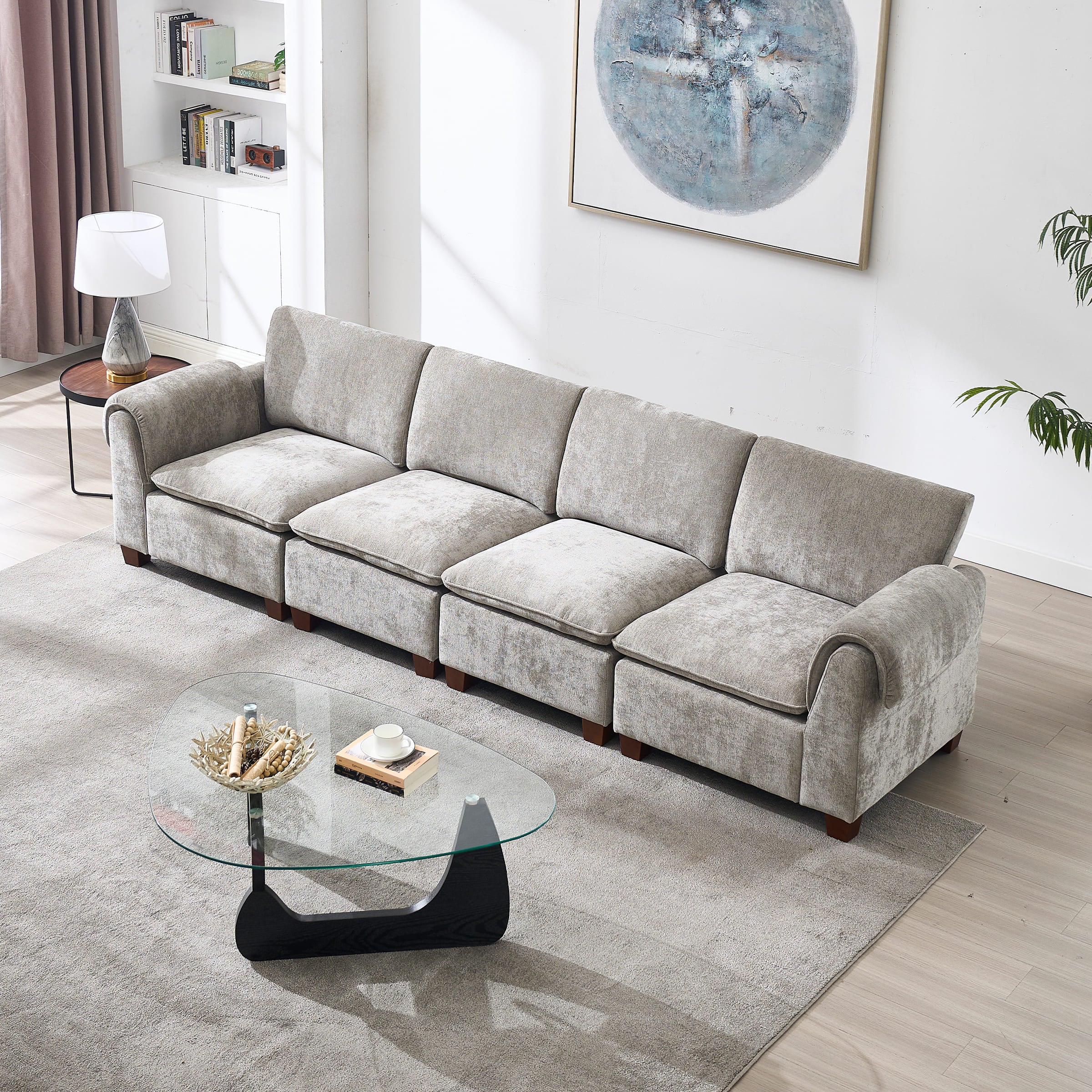 Modern Armrest Chenille Sectional Sofa - 1017SF - Image 7