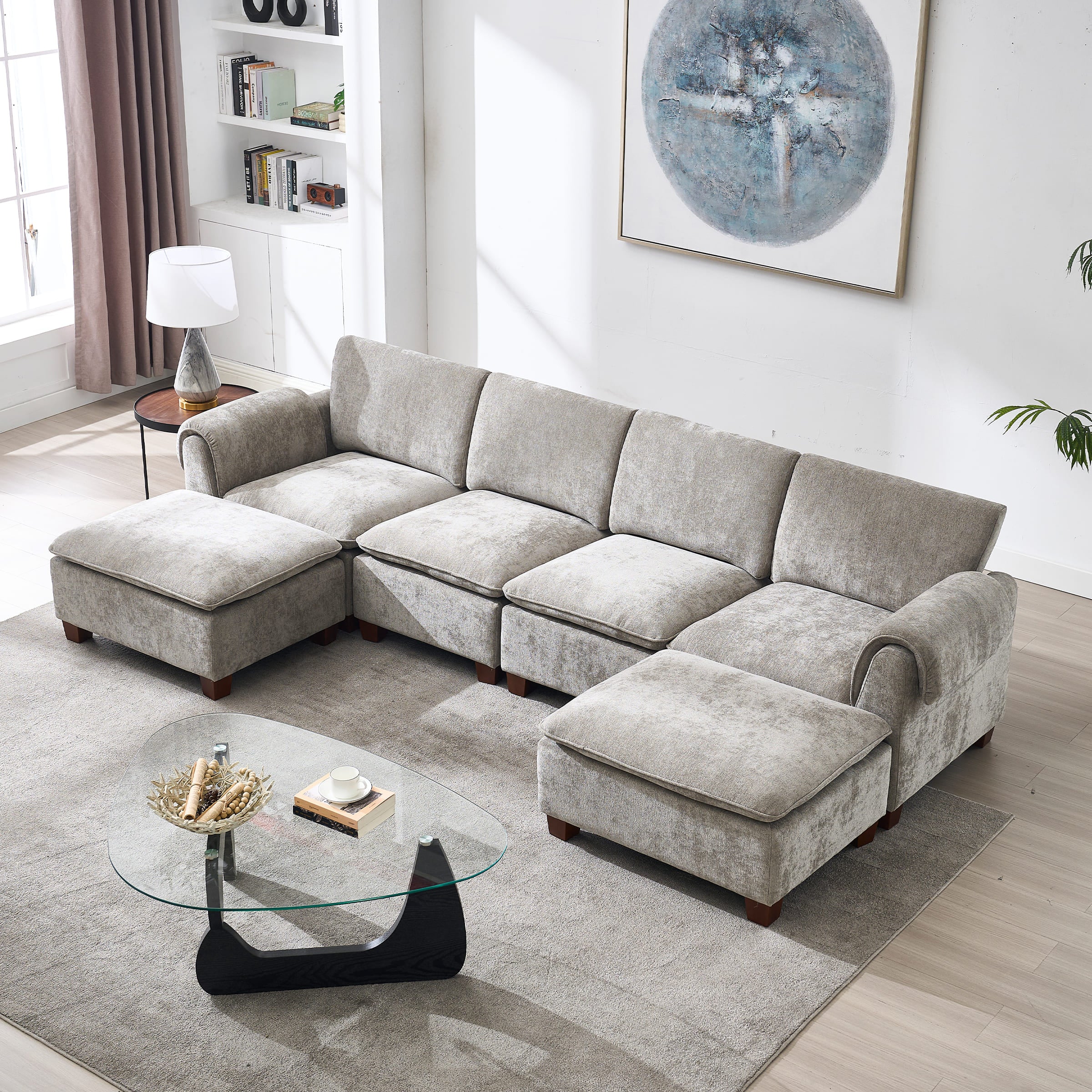 Modern Armrest Chenille Sectional Sofa - 1017SF - Image 9