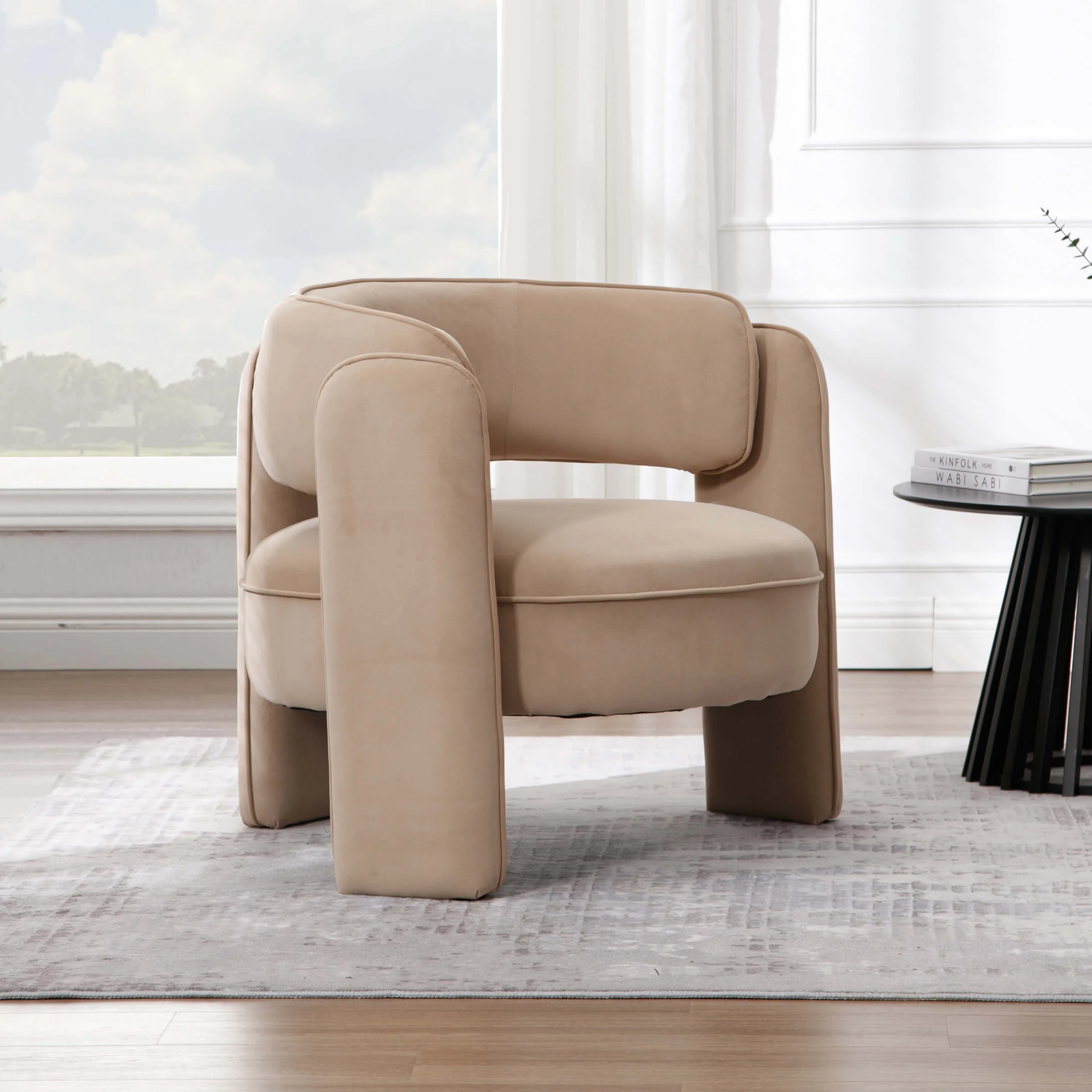 Modern Barrel Velvet Accent Chair 1 PCS - 6414AC - Image 2