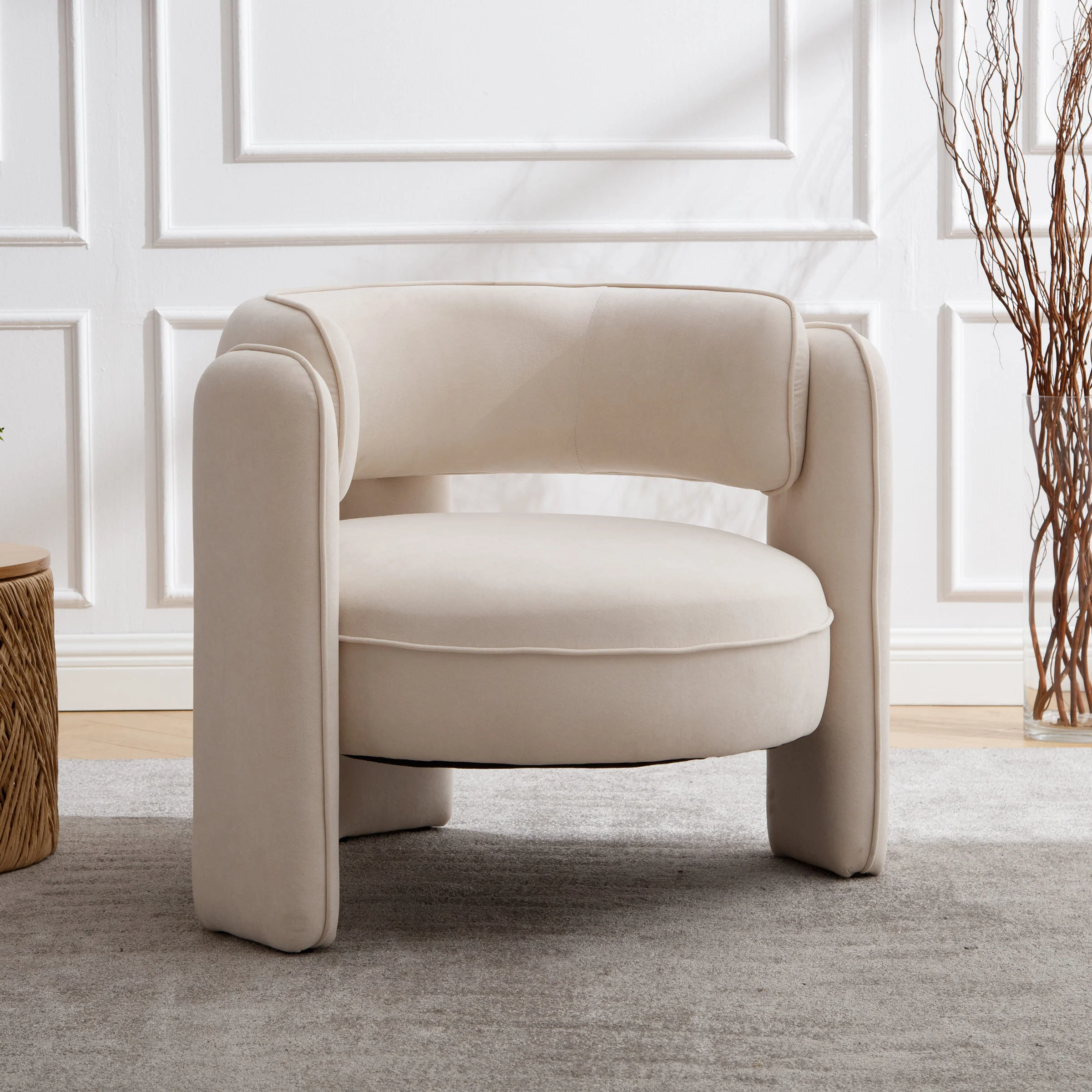 Modern Barrel Velvet Accent Chair 1 PCS - 6414AC - Image 6