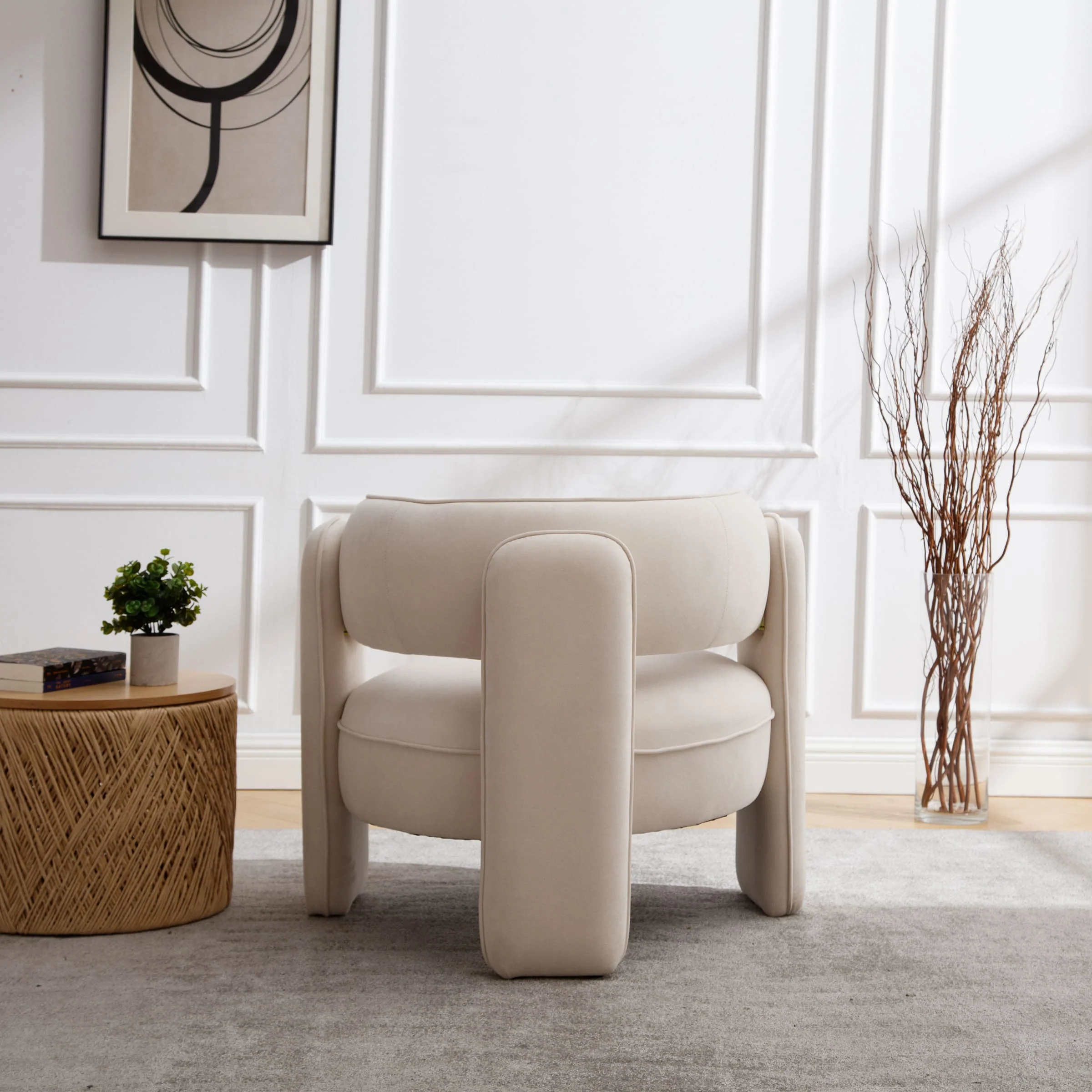 Modern Barrel Velvet Accent Chair 1 PCS - 6414AC - Image 8
