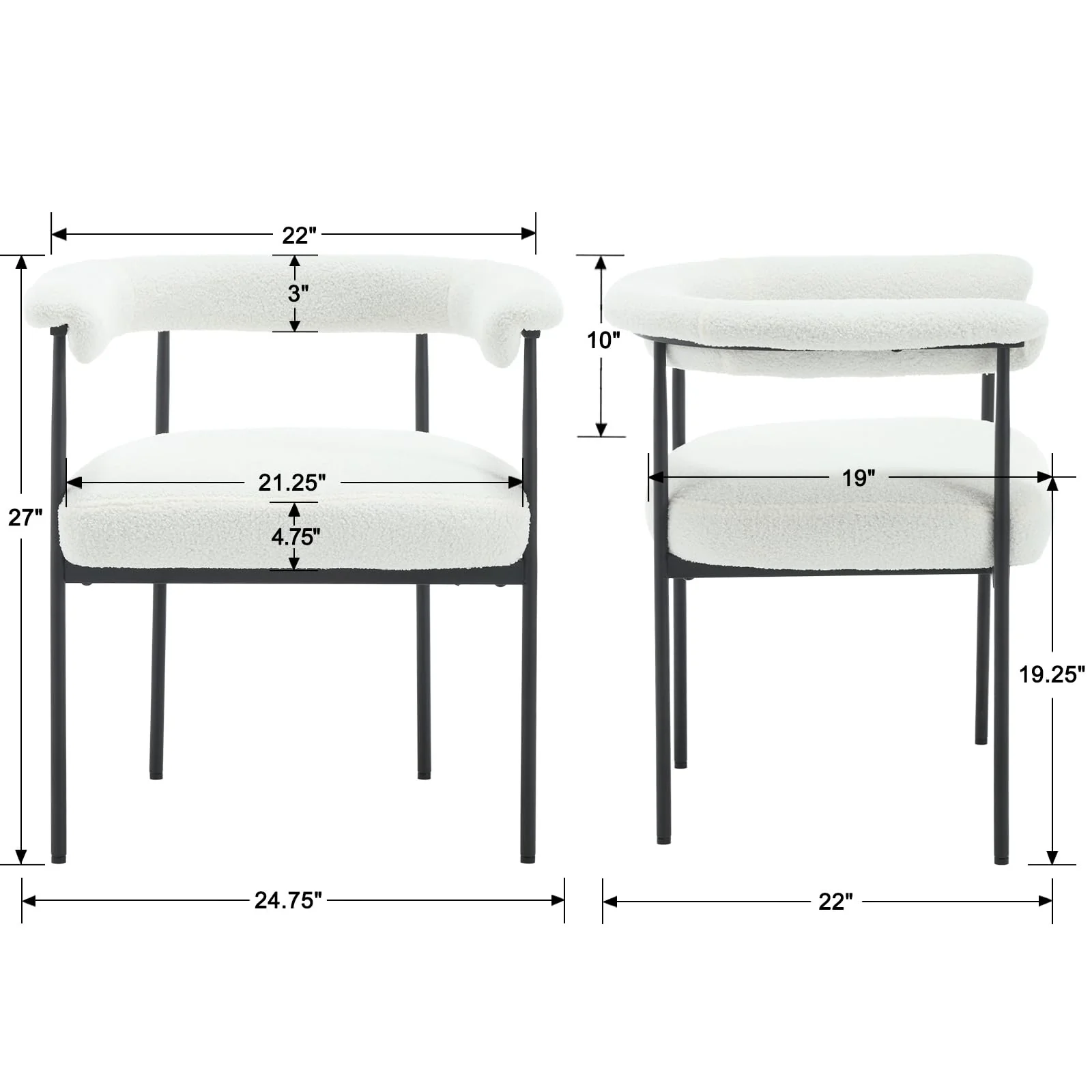 Modern Barrel Black Dining Chairs Set of 2 - 3099DC - Image 18