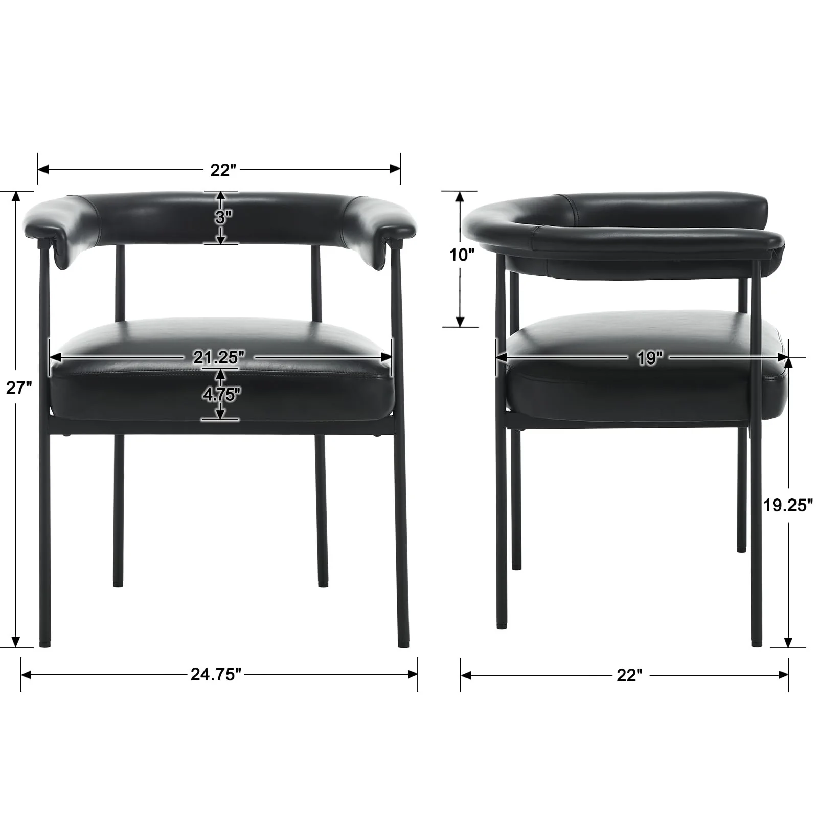 Modern Barrel Black Dining Chairs Set of 2 - 3099DC - Image 27