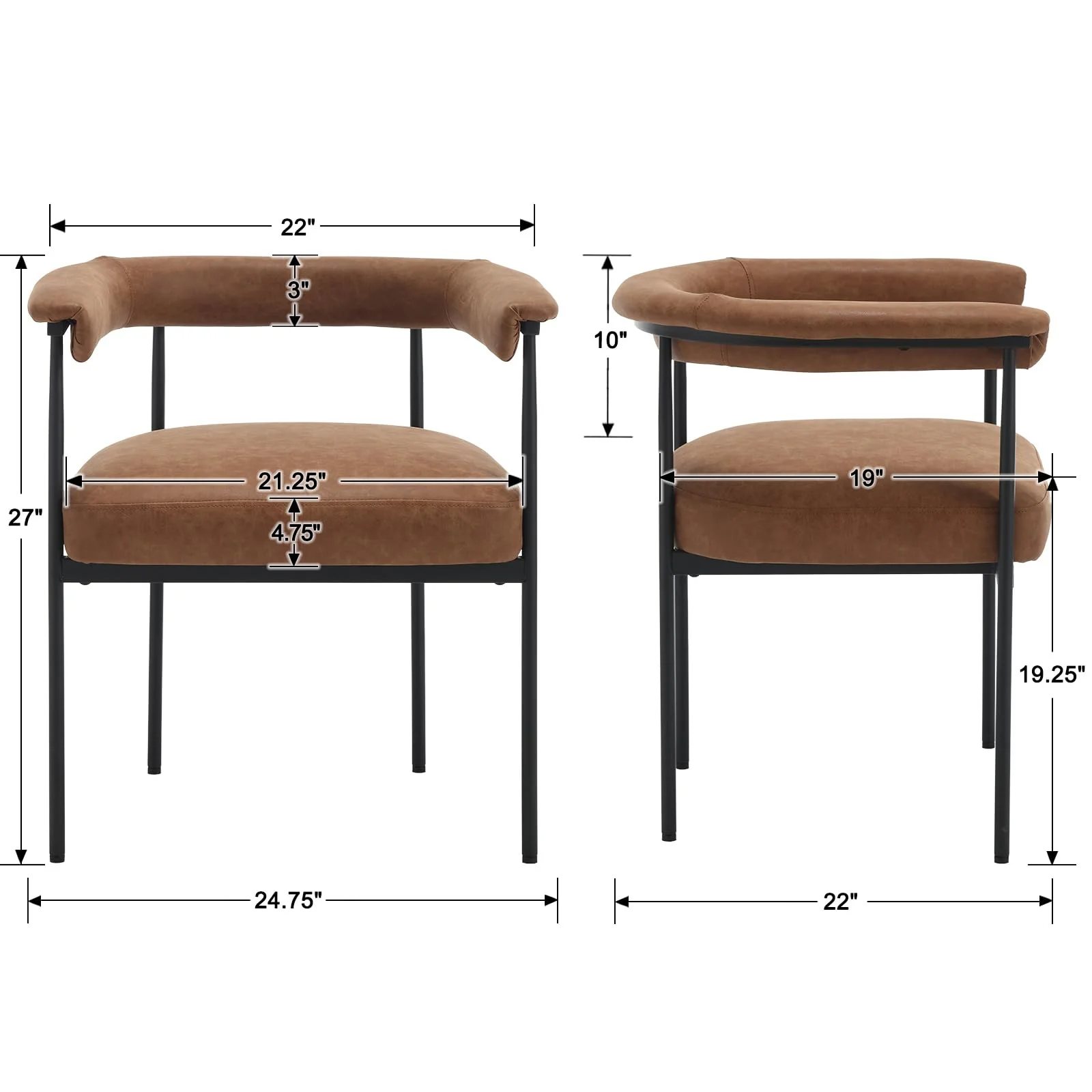 Modern Barrel Black Dining Chairs Set of 2 - 3099DC - Image 9