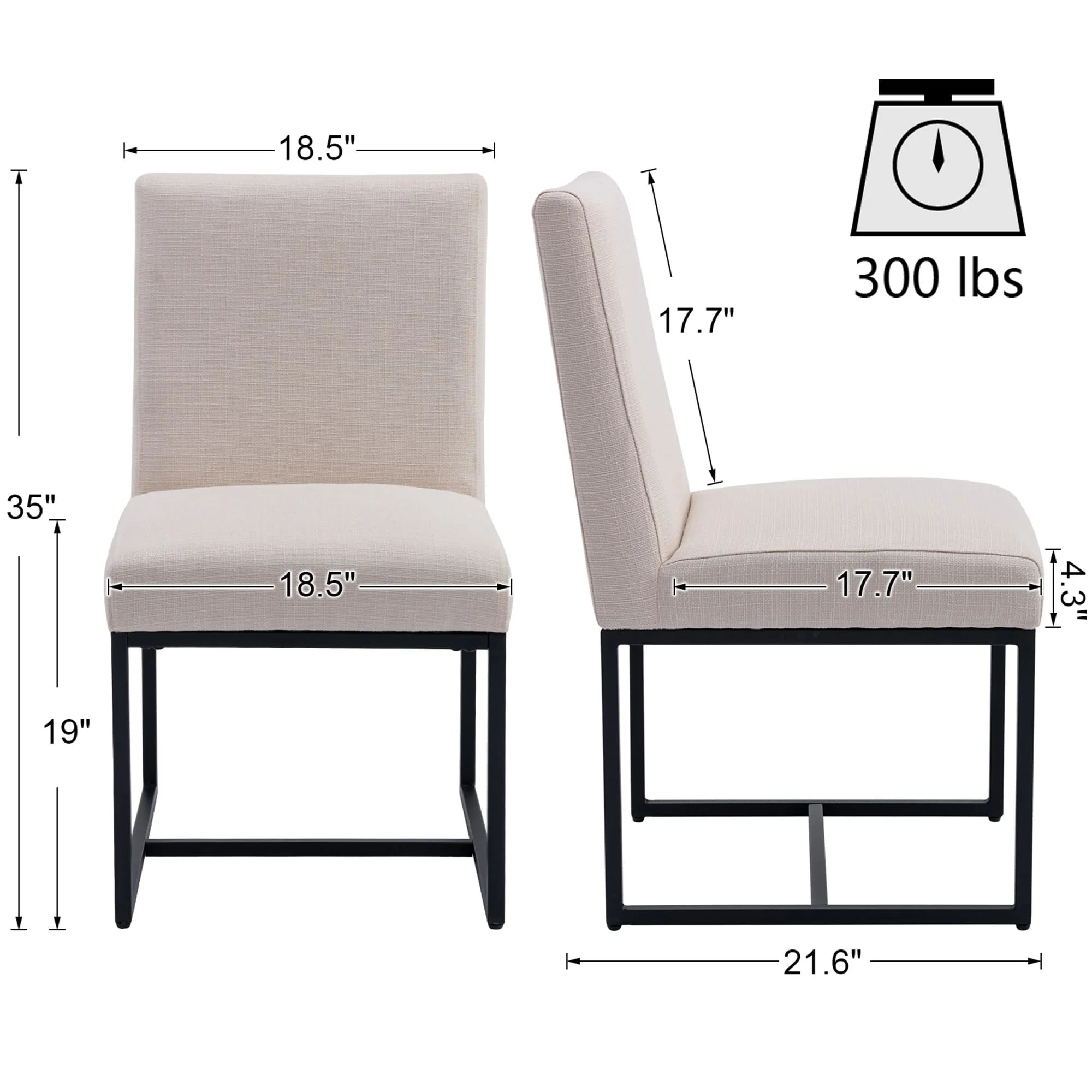 Modern Upholstered Dining Chairs Set of 2 - 1488DC - Image 7