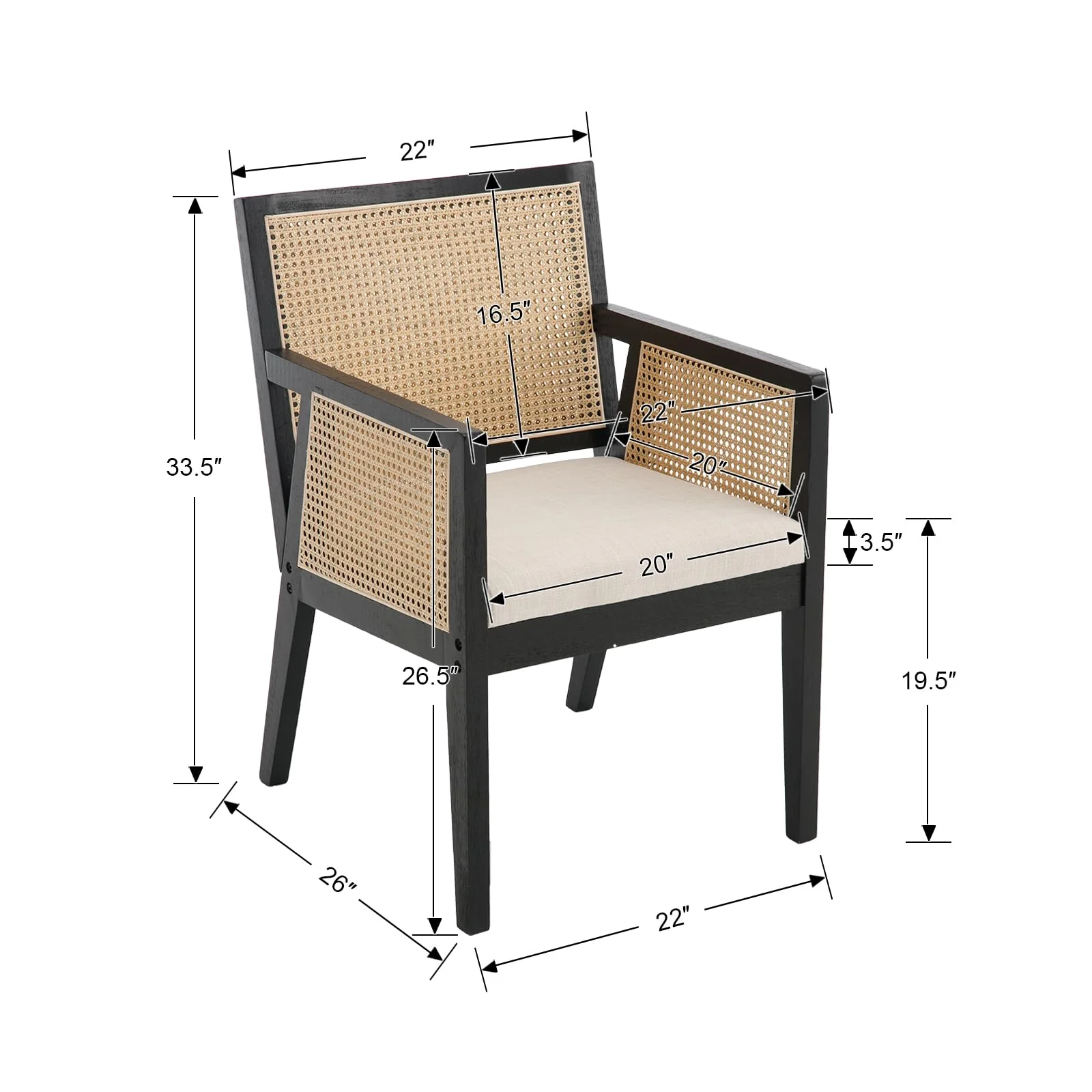 Rattan Back Dining Chairs Set of 2 - 10020DC - Image 11