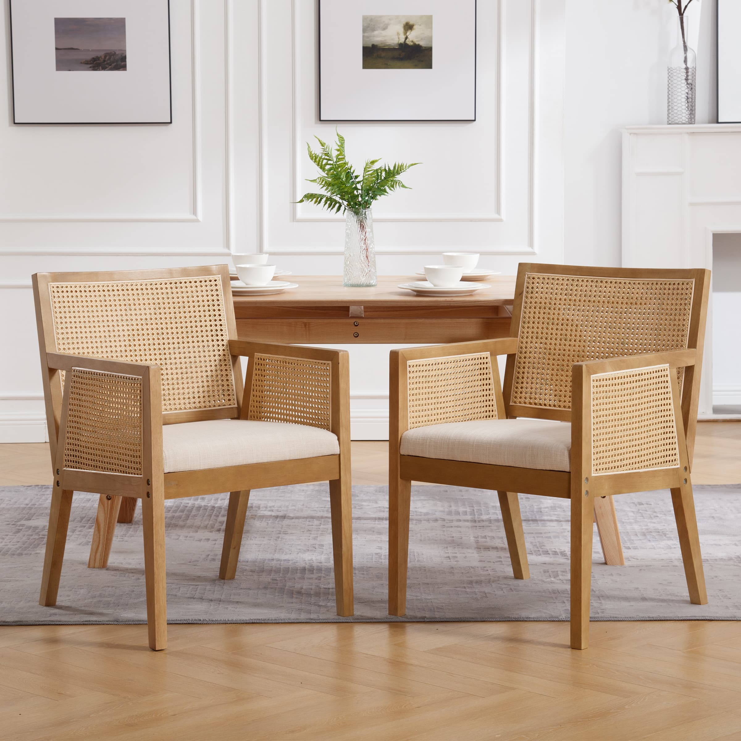 Rattan Back Dining Chairs Set of 2 - 10020DC - Image 12