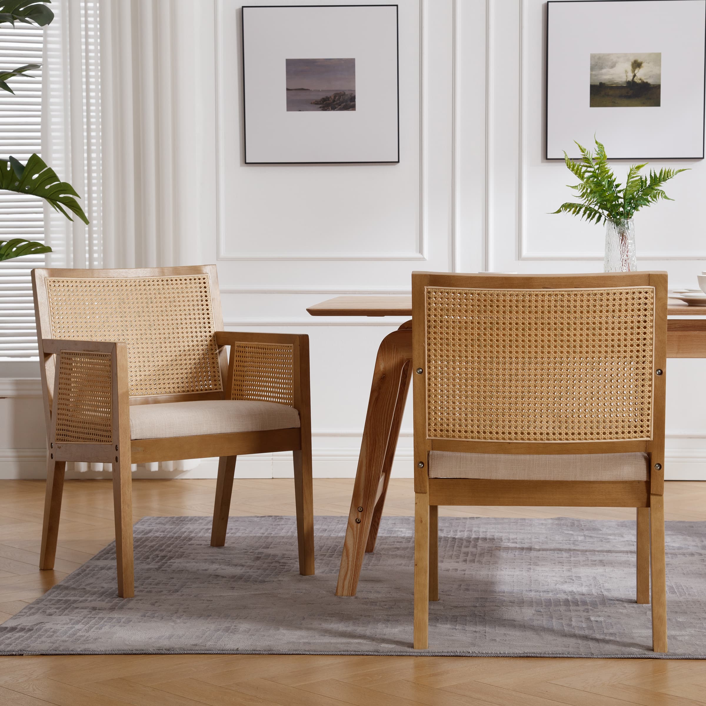 Rattan Back Dining Chairs Set of 2 - 10020DC - Image 14