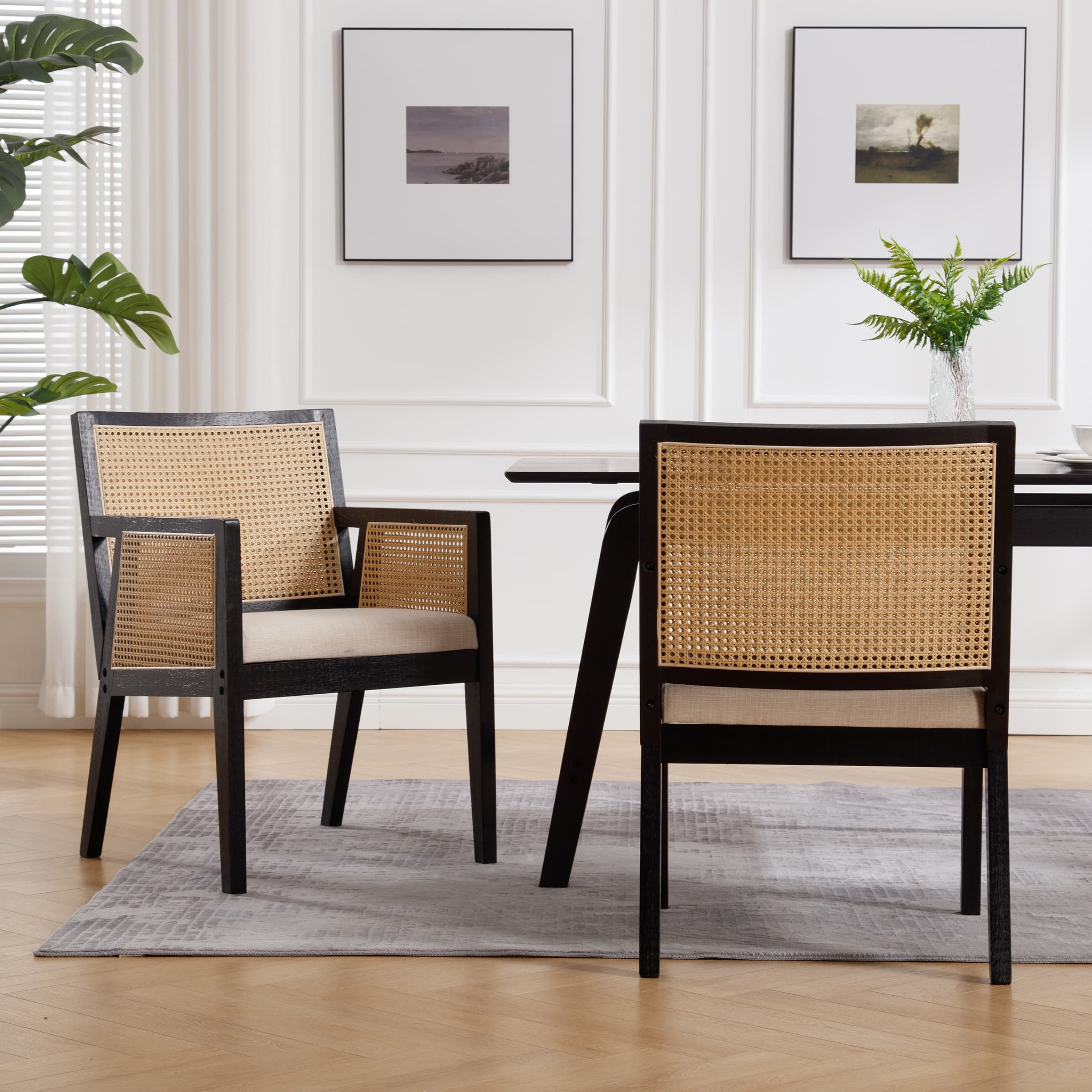 Rattan Back Dining Chairs Set of 2 - 10020DC - Image 3