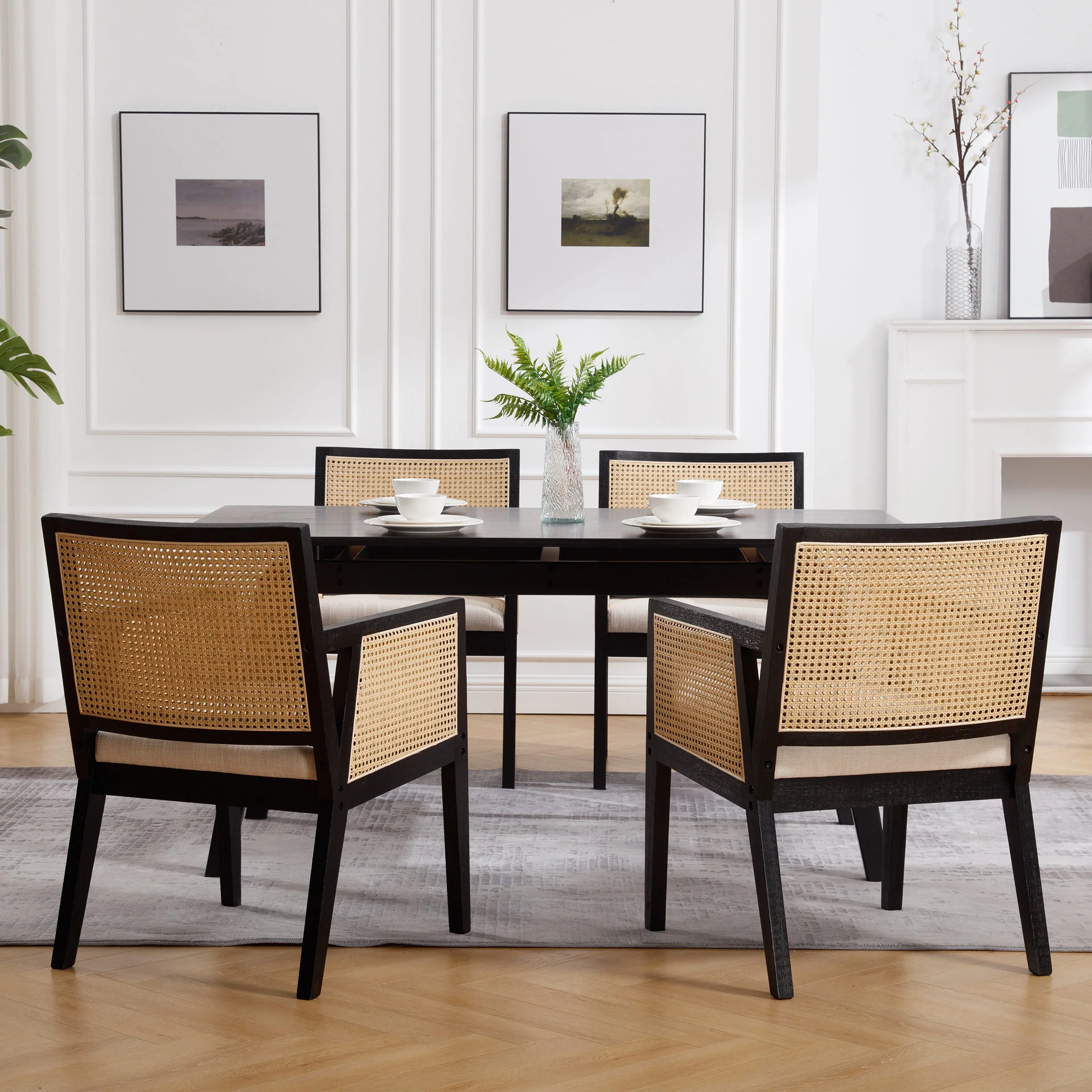 Rattan Back Dining Chairs Set of 2 - 10020DC - Image 4