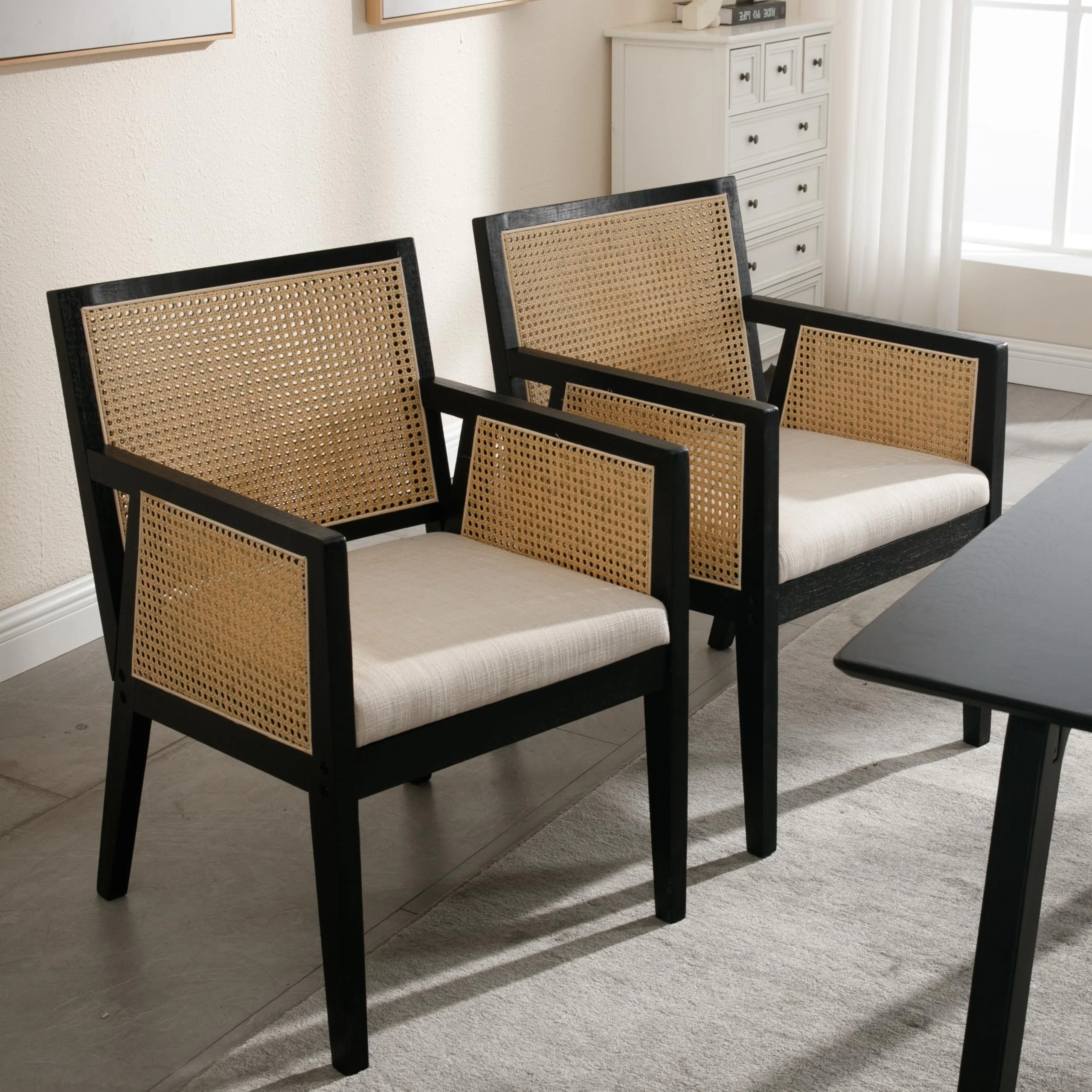 Rattan Back Dining Chairs Set of 2 - 10020DC - Image 5