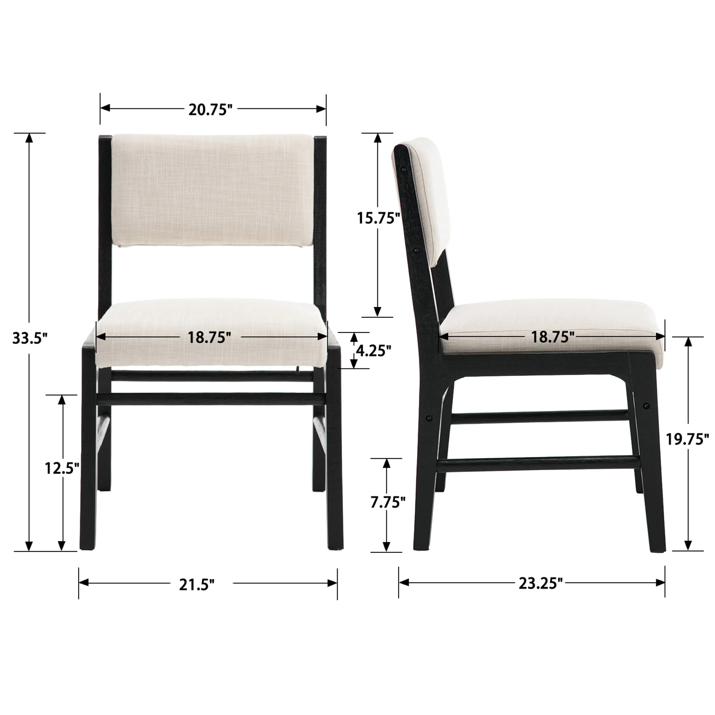 Rectangular Cushion Back Dining Chairs Set of 2 - 1984DC - Image 10