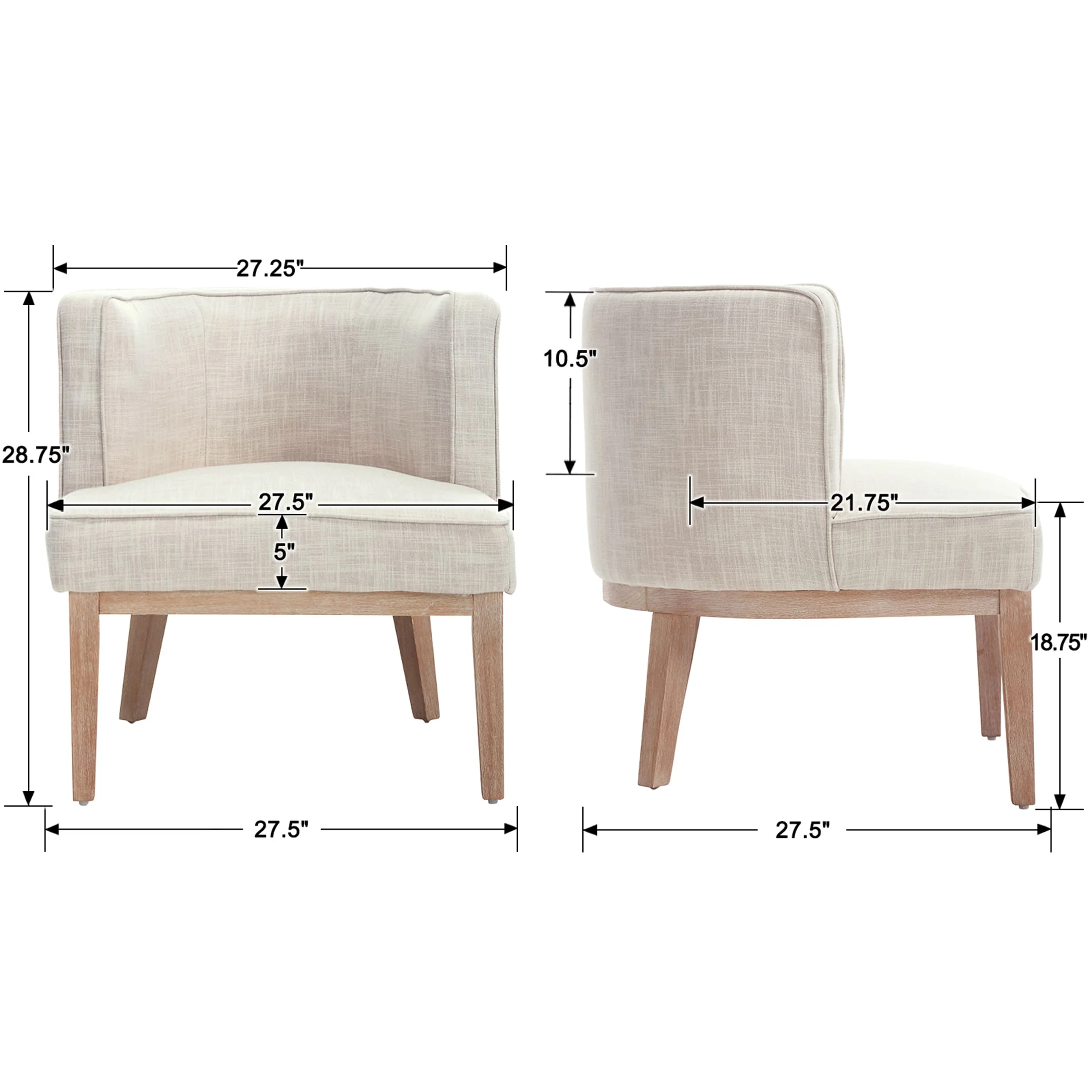 Stone Wash Wood Legs Accent Chair 1 PCS - 6371AC - Image 9