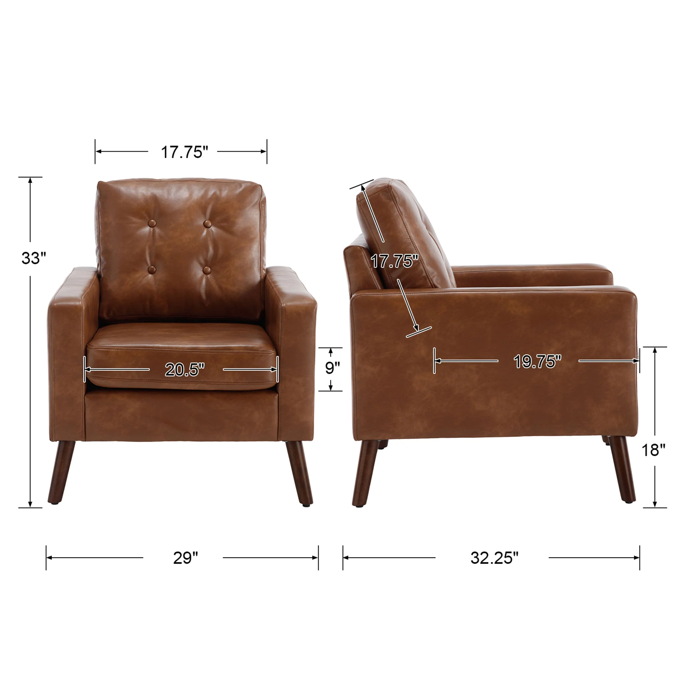 Mid Century Modern Tufted Accent Chair 1 PCS - XX16AC - Image 11