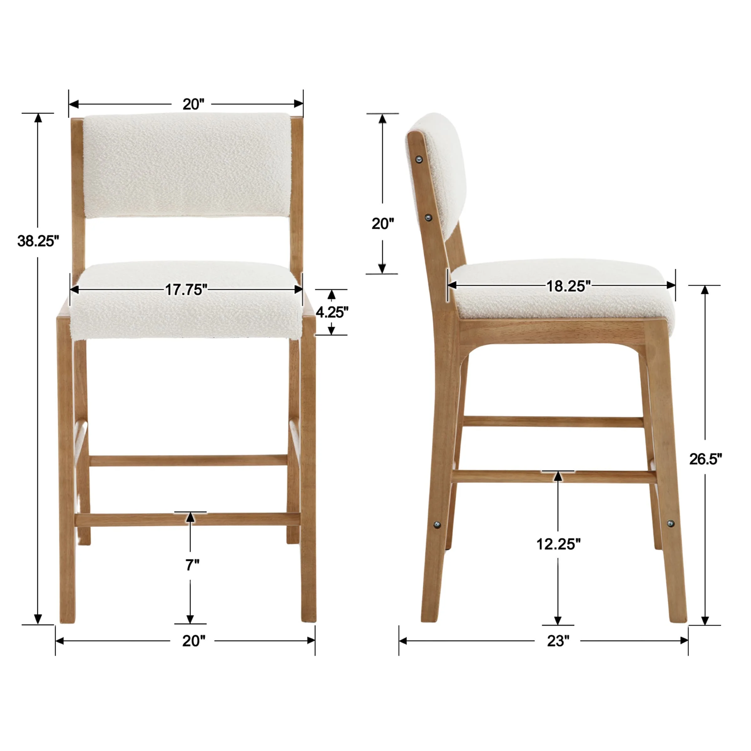 Upholstered Counter Barstools Set of 2 - 5795CS - Image 7