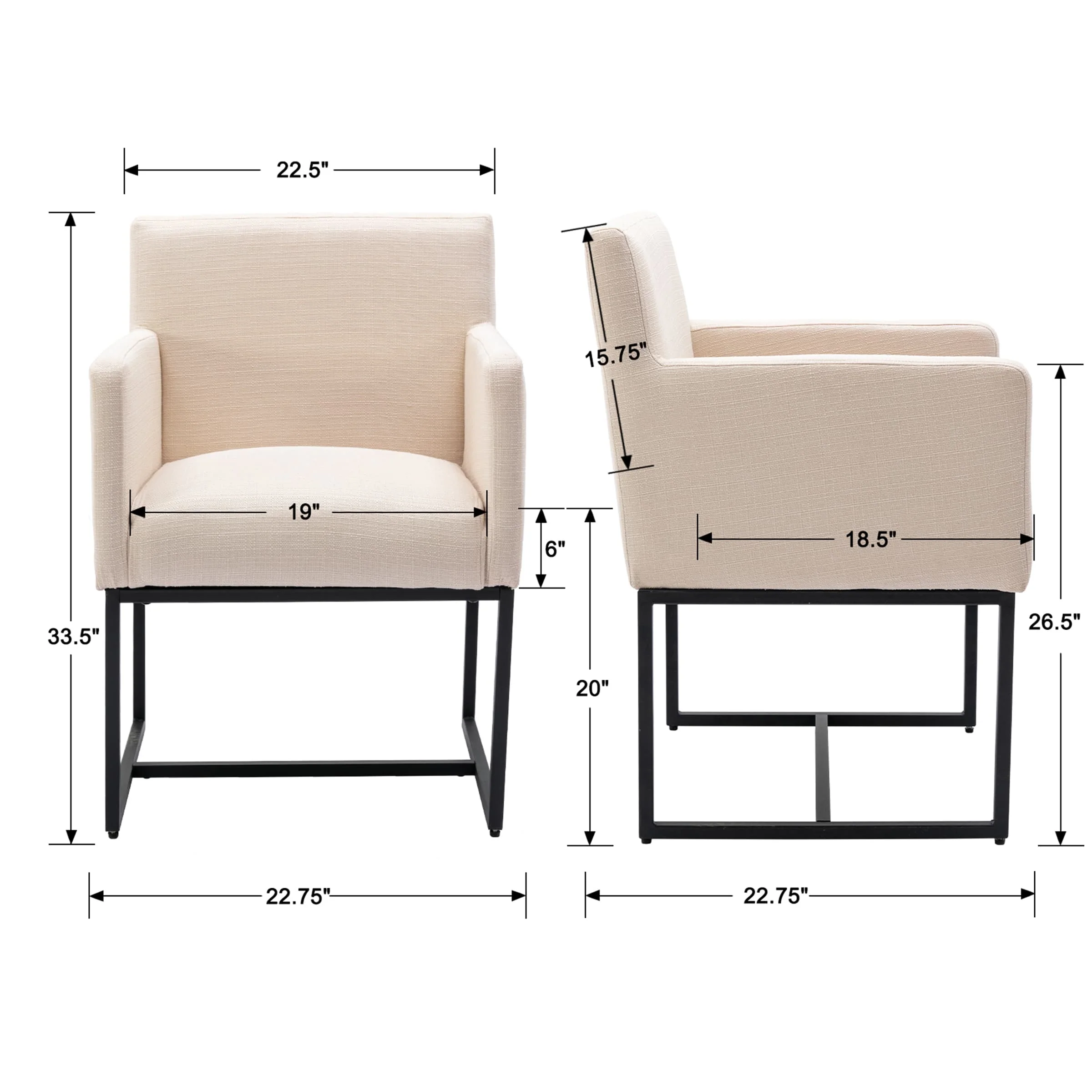 Upholstered Dining Chairs with Arms Set of 2 - 1823DC - Image 9