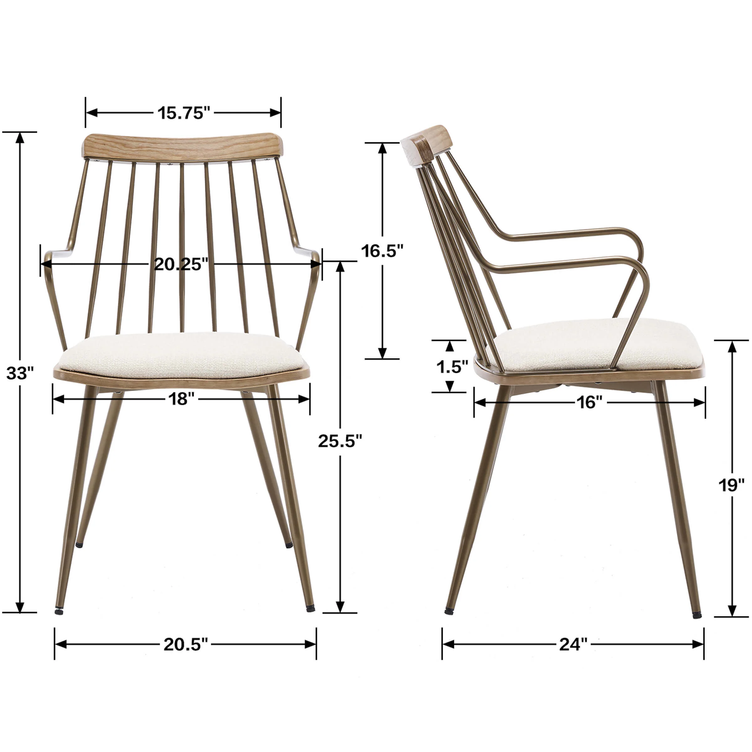 Spindle Back Dining Chairs Set of 2 - 6128DC - Image 7