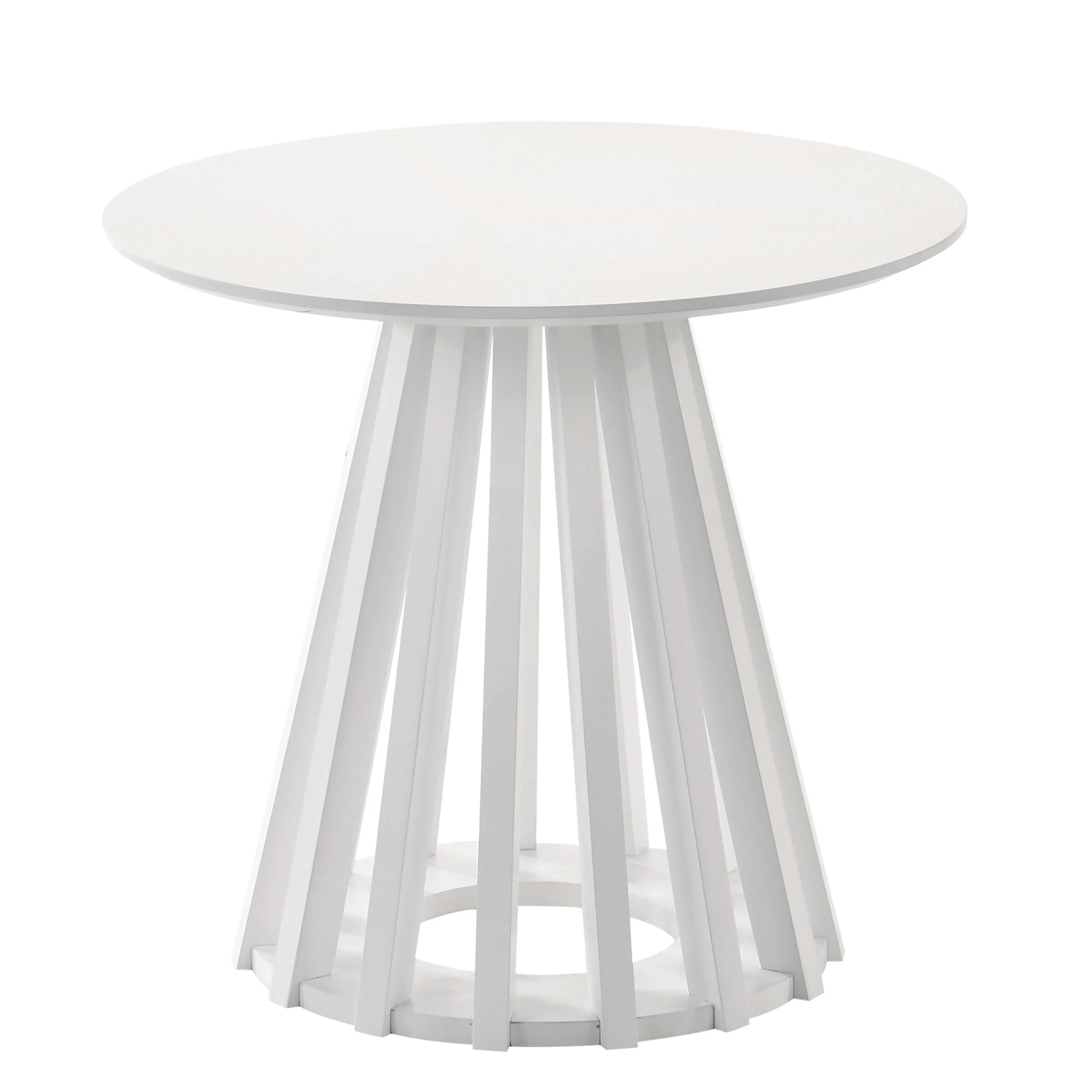 Wooden Round Side Table with Geometric Base - 50005ST - Image 10