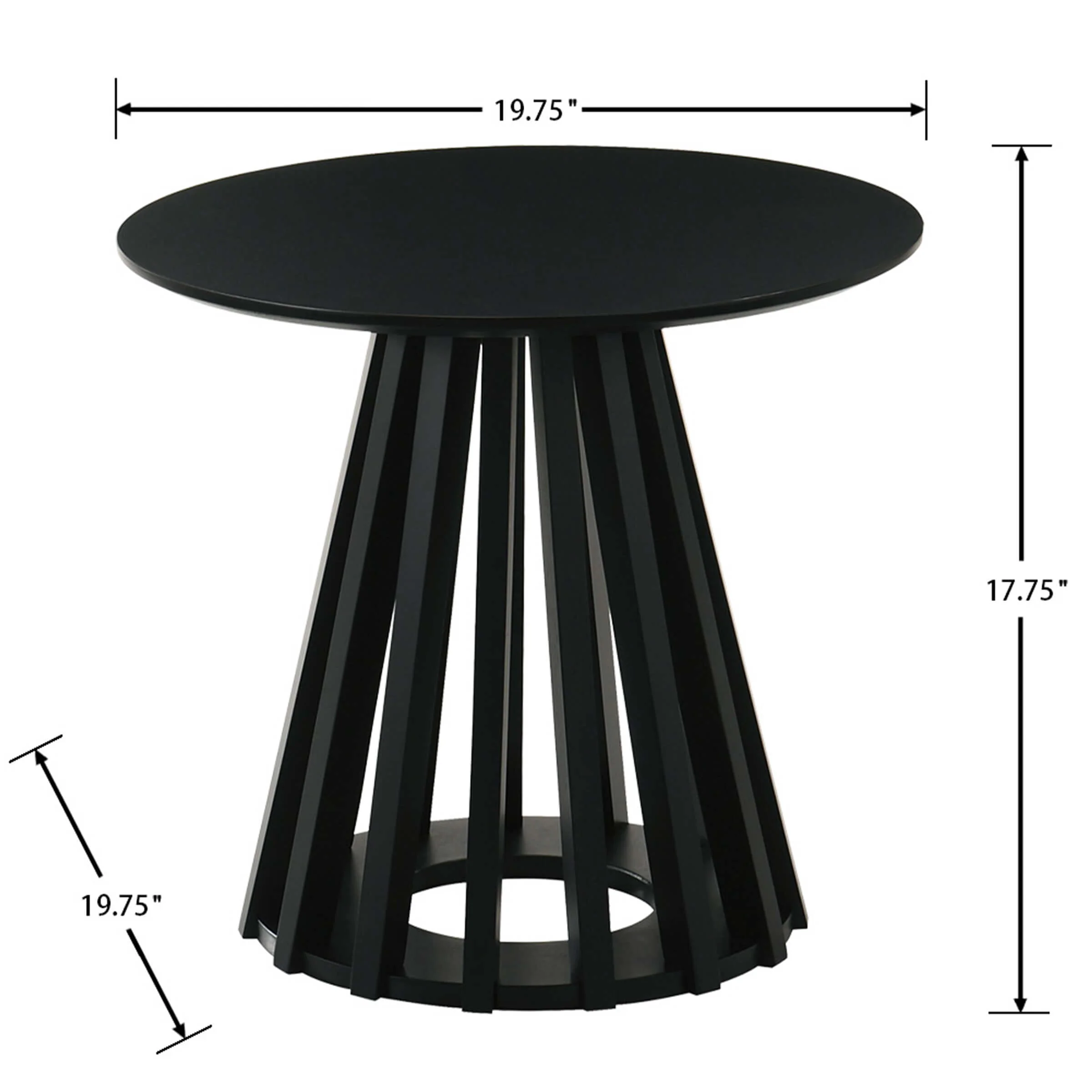 Wooden Round Side Table with Geometric Base - 50005ST - Image 4