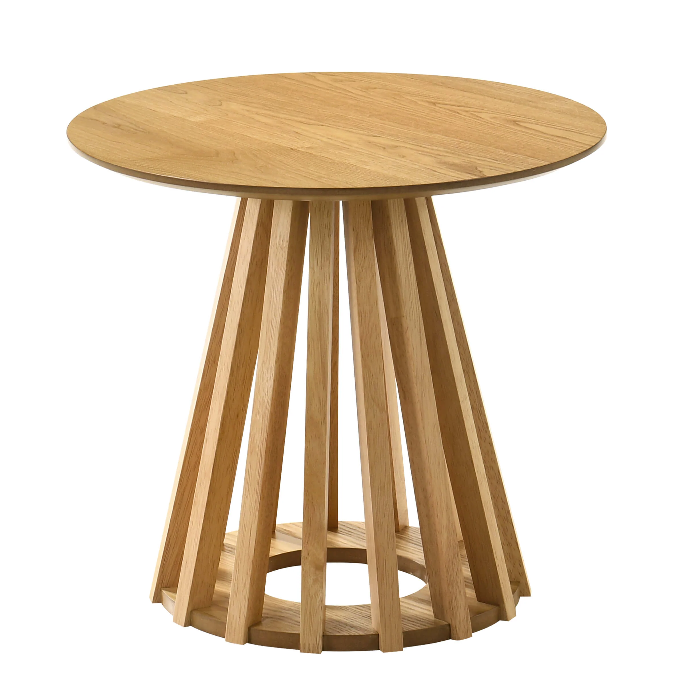 Wooden Round Side Table with Geometric Base - 50005ST - Image 5