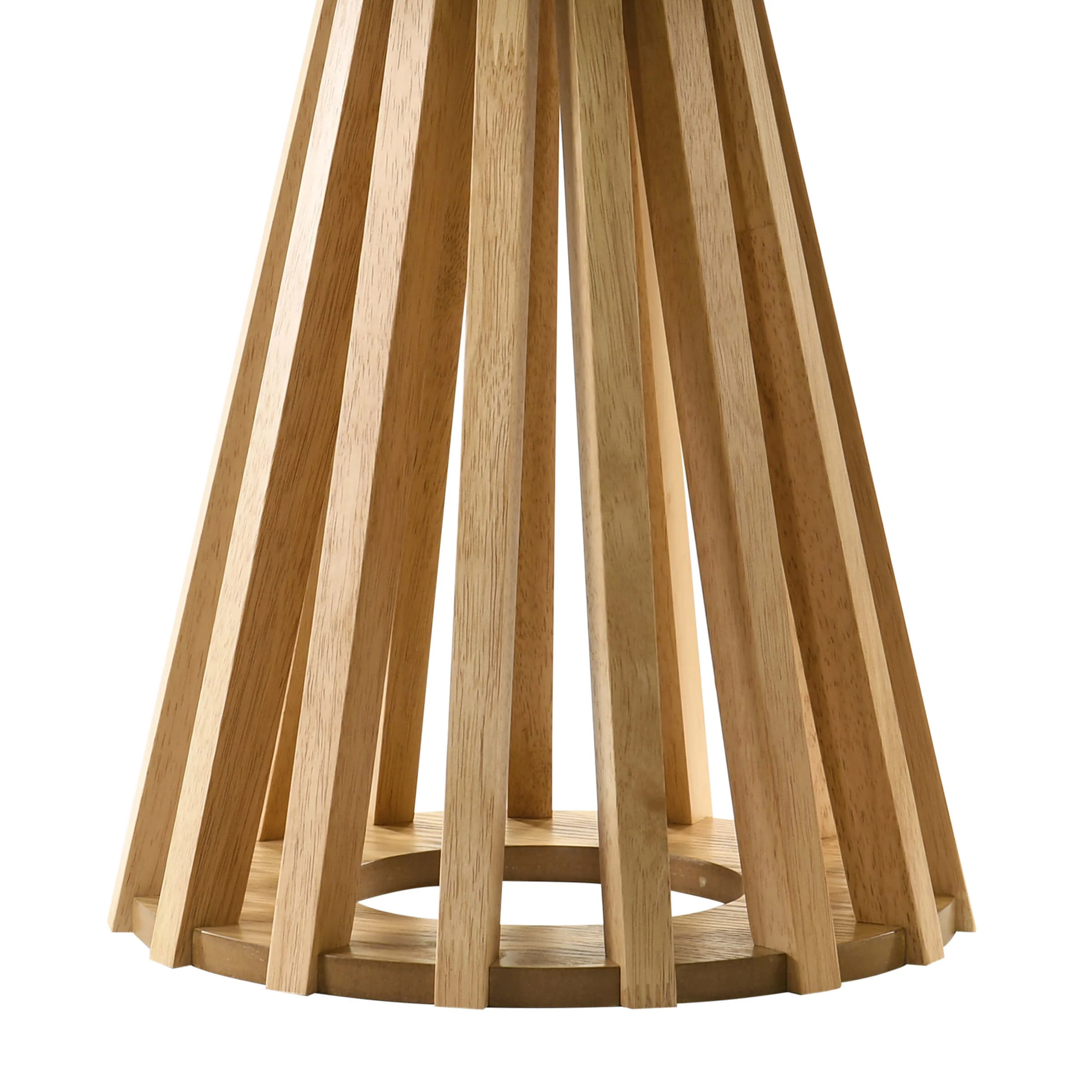 Wooden Round Side Table with Geometric Base - 50005ST - Image 6