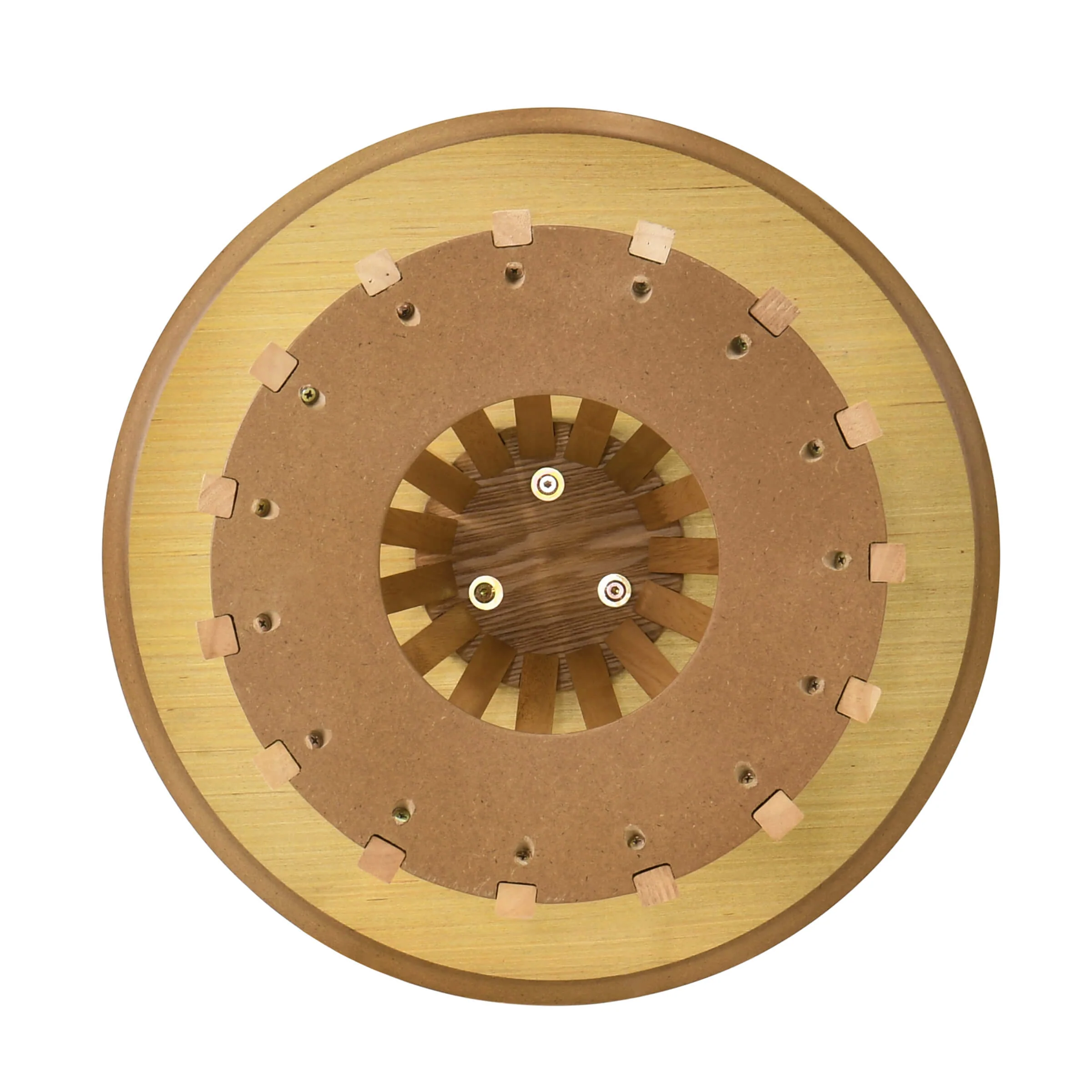 Wooden Round Side Table with Geometric Base - 50005ST - Image 8