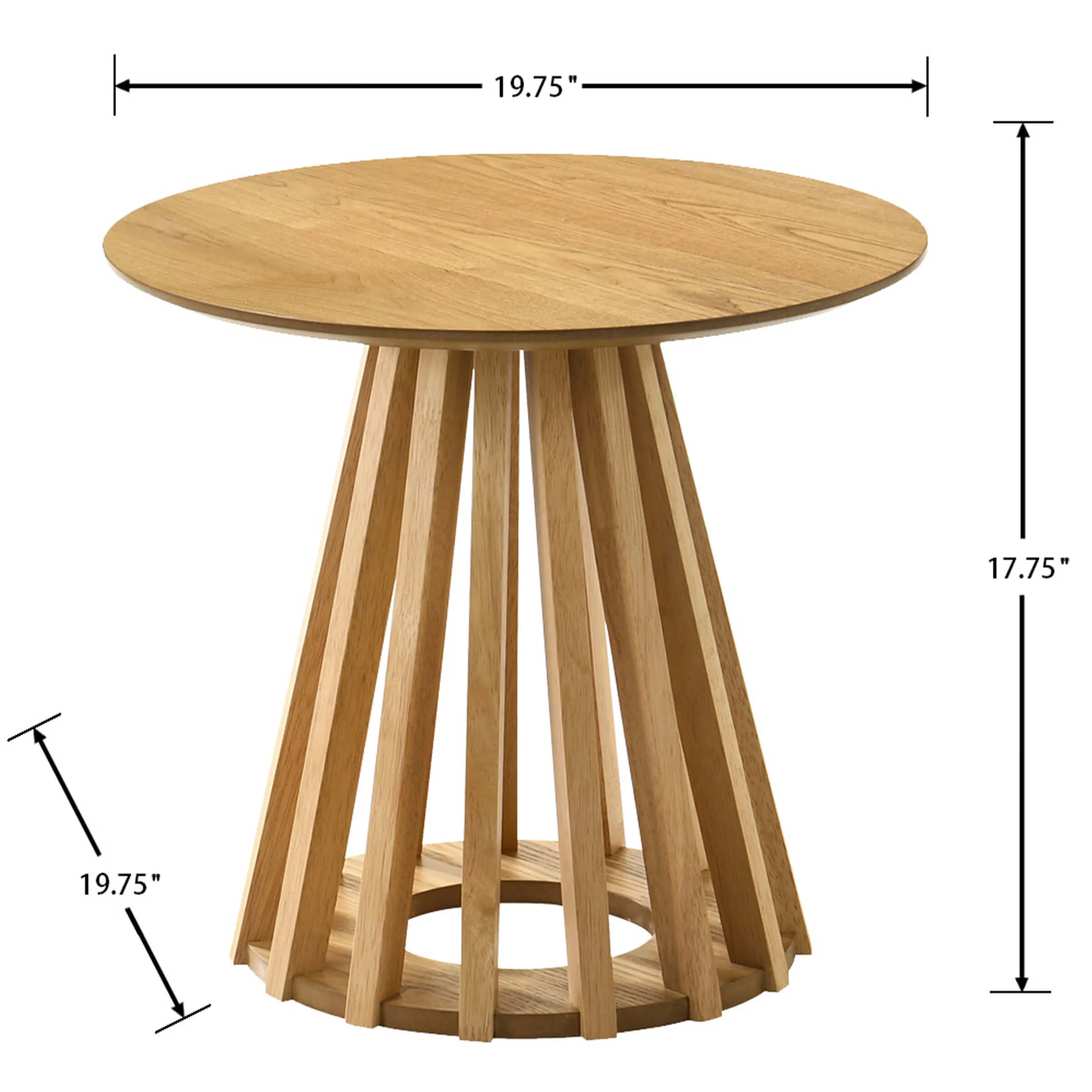 Wooden Round Side Table with Geometric Base - 50005ST - Image 9